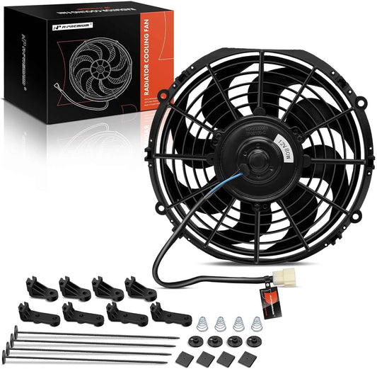 A-Premium 10'' 10 inch Universal Slim Fan Electric Radiator Cooling Fan Assembly, 12V 80W with Mount Kit