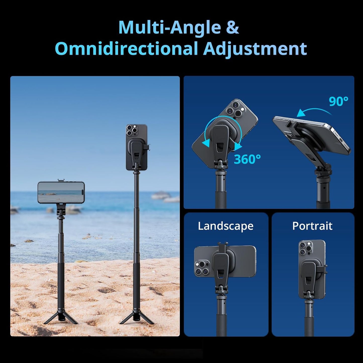 SMALLRIG AC-10 Magnetic Attachable Phone Clamp, with Cold Shoe Mount and 1/4"-20 Threaded Hole, for iPhone 16/15 / 14/13 / 12 Series, 90° Tilt for Recording, Live Streaming - 5283