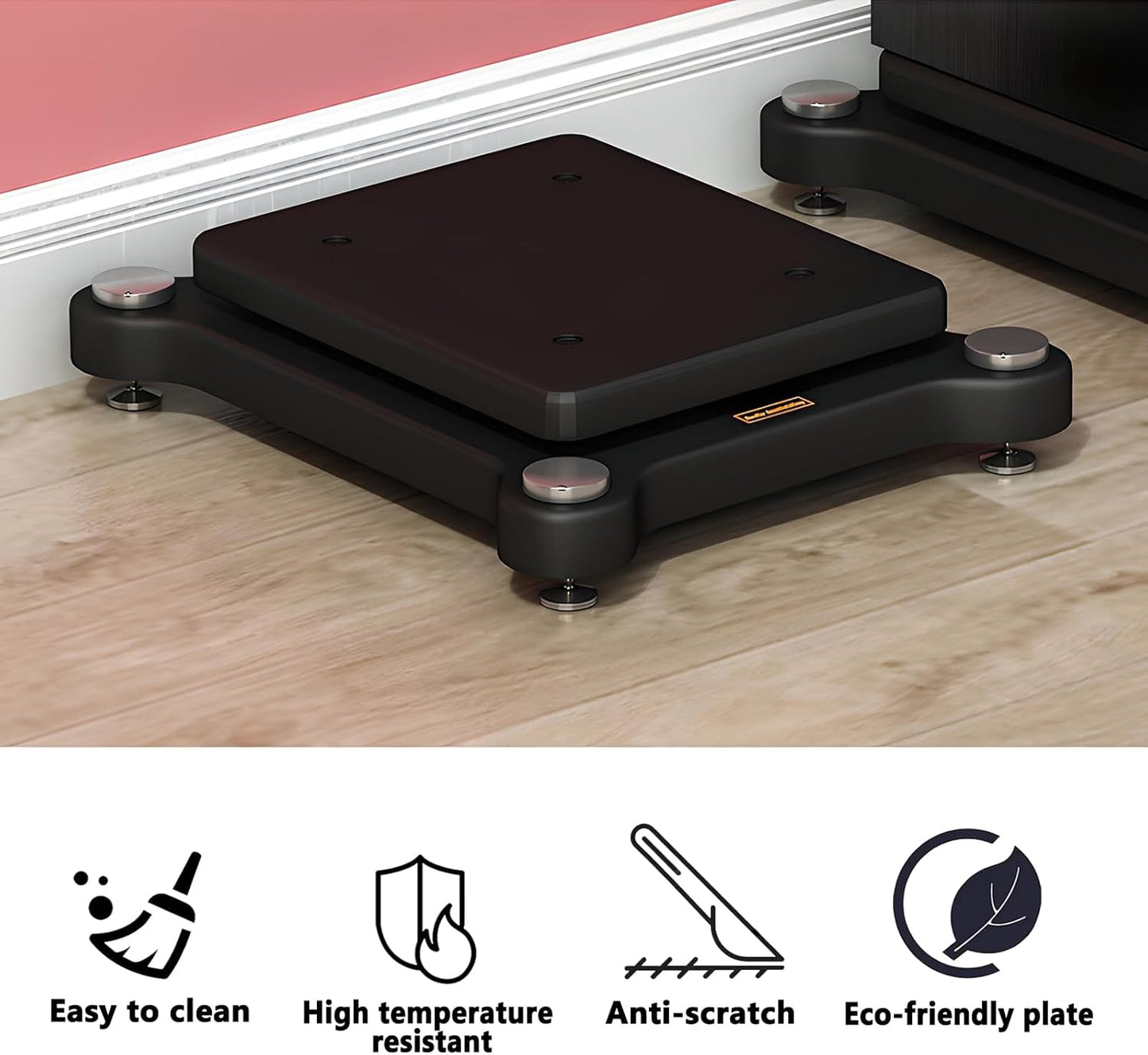 2pcs Subwoofer Isolation Stand, Double-Layered Speaker Isolation Stands with Stainless Steel Metal Feet, Acoustic Speakers Isolation Pad for Floor, Desktop (9.8×13.7in)