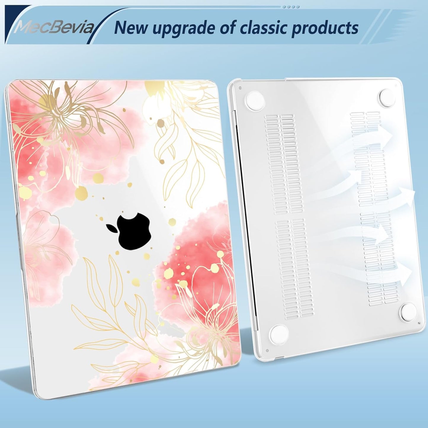 Compatible with MacBook Air 15 inch Case, M4 A3241/M3 A3114/M2 A2941 (Released 2025 to 2023), Hard Shell, Keyboard Cover, Screen Protector, Webcam Cover & Type-C Adapter, Vector Flower3