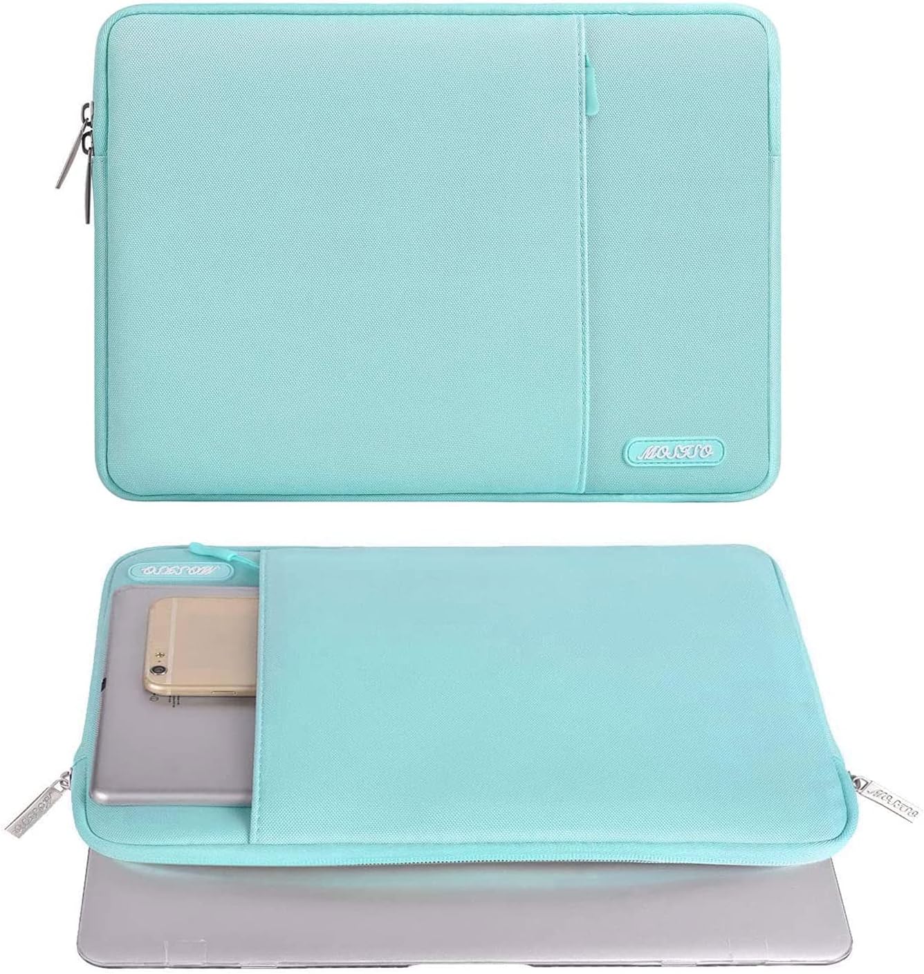 MOSISO Laptop Case 13 inch, 13 inch Laptop Sleeve Compatible with MacBook Air M4 M3 M2 M1 2025-2018 / Pro M2 M1 2025-2016, Polyester Vertical Computer Sleeve Bag with Pocket, Mint Blue