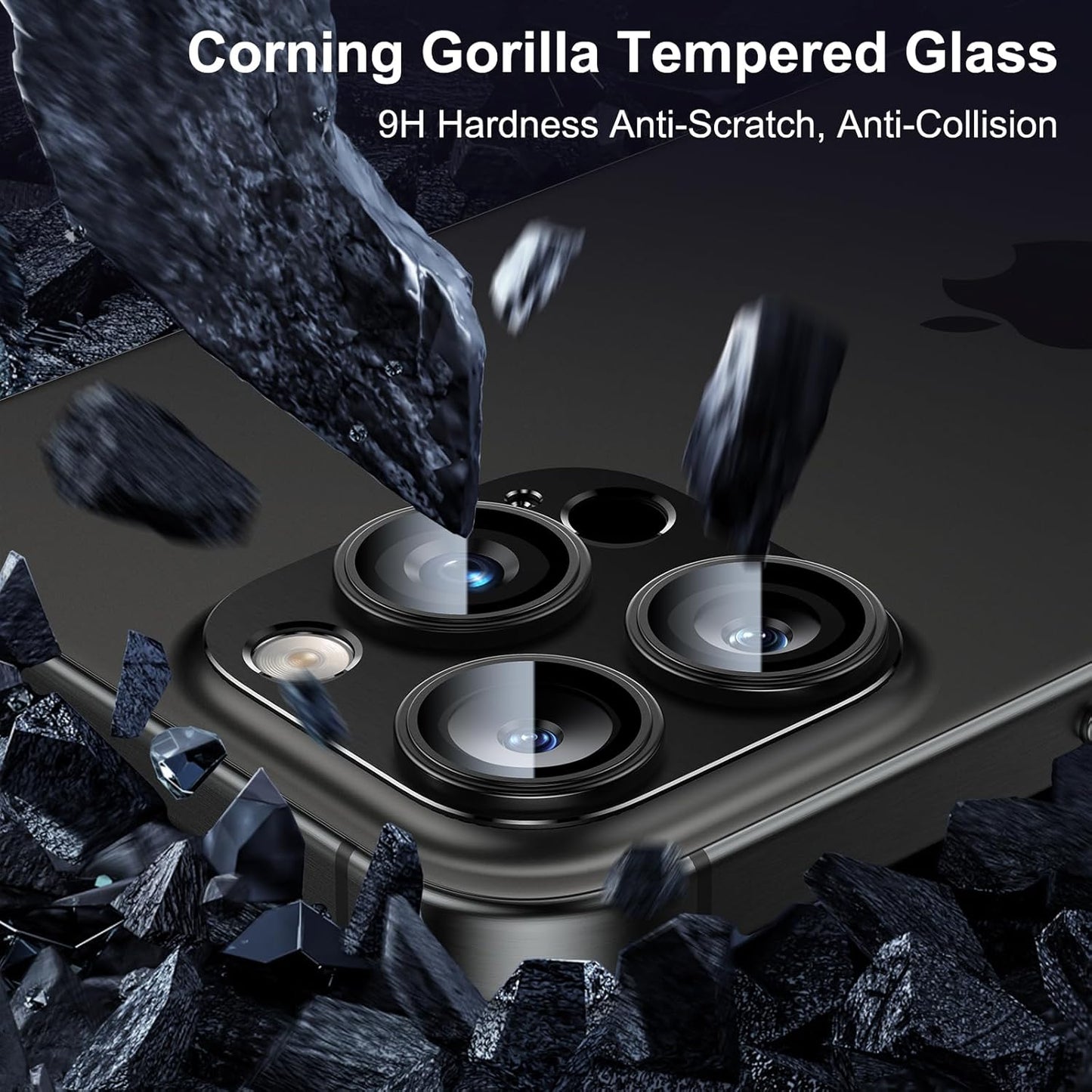 Esanik Upgrade 2 Pack for iPhone 16 Pro/iPhone 16 Pro Max Camera Lens Protector, Aluminum Alloy Metal matte Case Tempered Glass Camera Screen Cover, Scratch Resistant Case Friendly (Black Titanium)