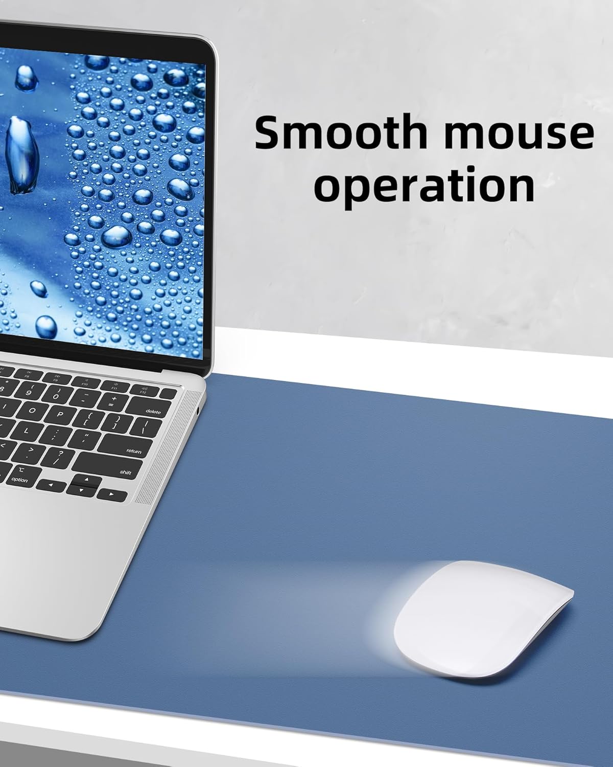 AFIING Leather Desk Pad Protector, Mouse Pad, Office Desk Mat, Non-Slip PU Leather Desk Blotter, Large Desk Mat, Waterproof Keyboard Mat for Office/Home/Decor (Grey Blue, 48" x 17")