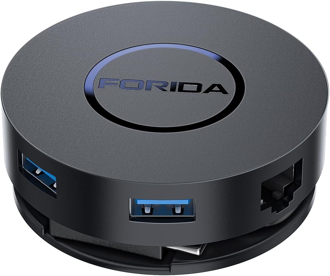 Mini USB C Docking Station Dual HDMI Monitor FORIDA USB C to USB Dock Hub with Gigabit Ethernet 100W Power Delivery Micro SD Card Reader for MacBook/Dell/HP/Lenovo ThinkPad/Surface (Black)