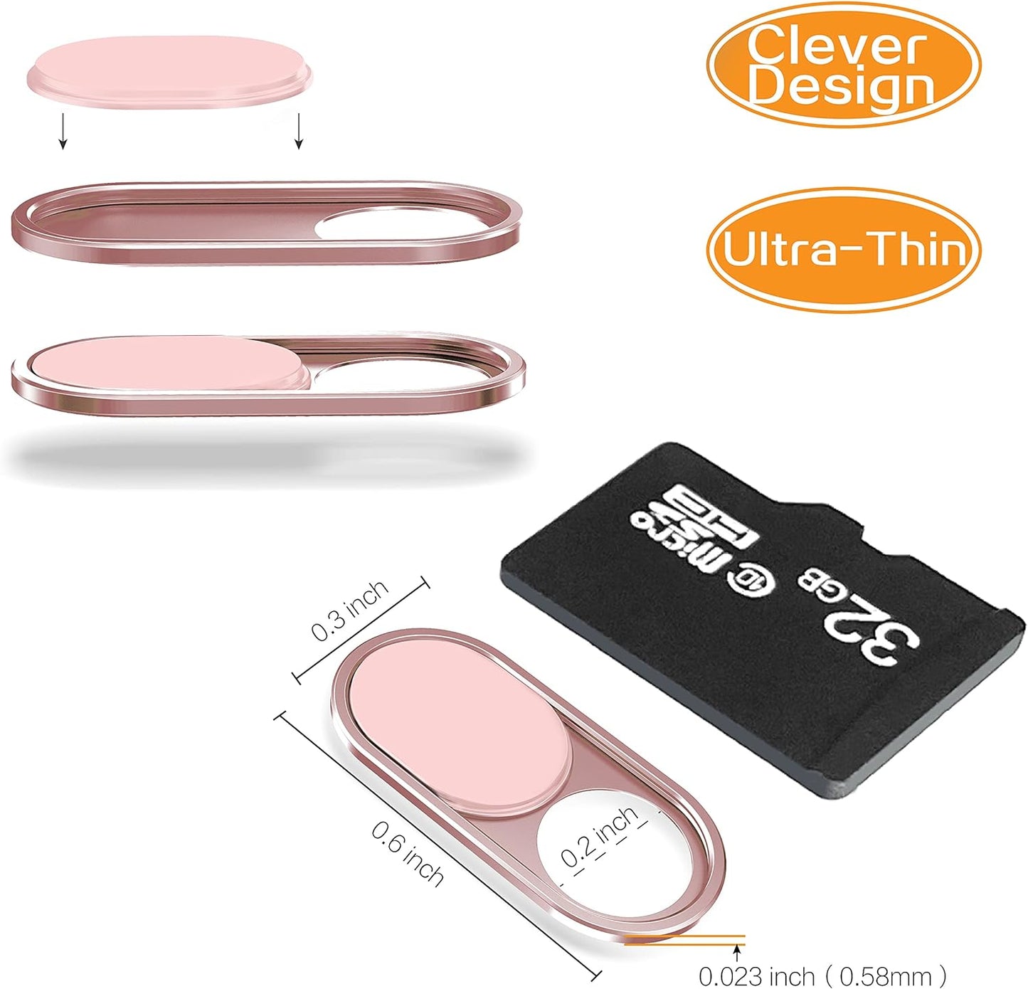 imluckies Metal Webcam Cover Slide, 0.023in Camera Cover for Laptop Computer, MacBook Pro/Air iMac iPad Tablet iPhone 8/7/6 Plus, Echo Show/Spot Web Camera Blocker Protect Your Privacy [2 Pack Pink]