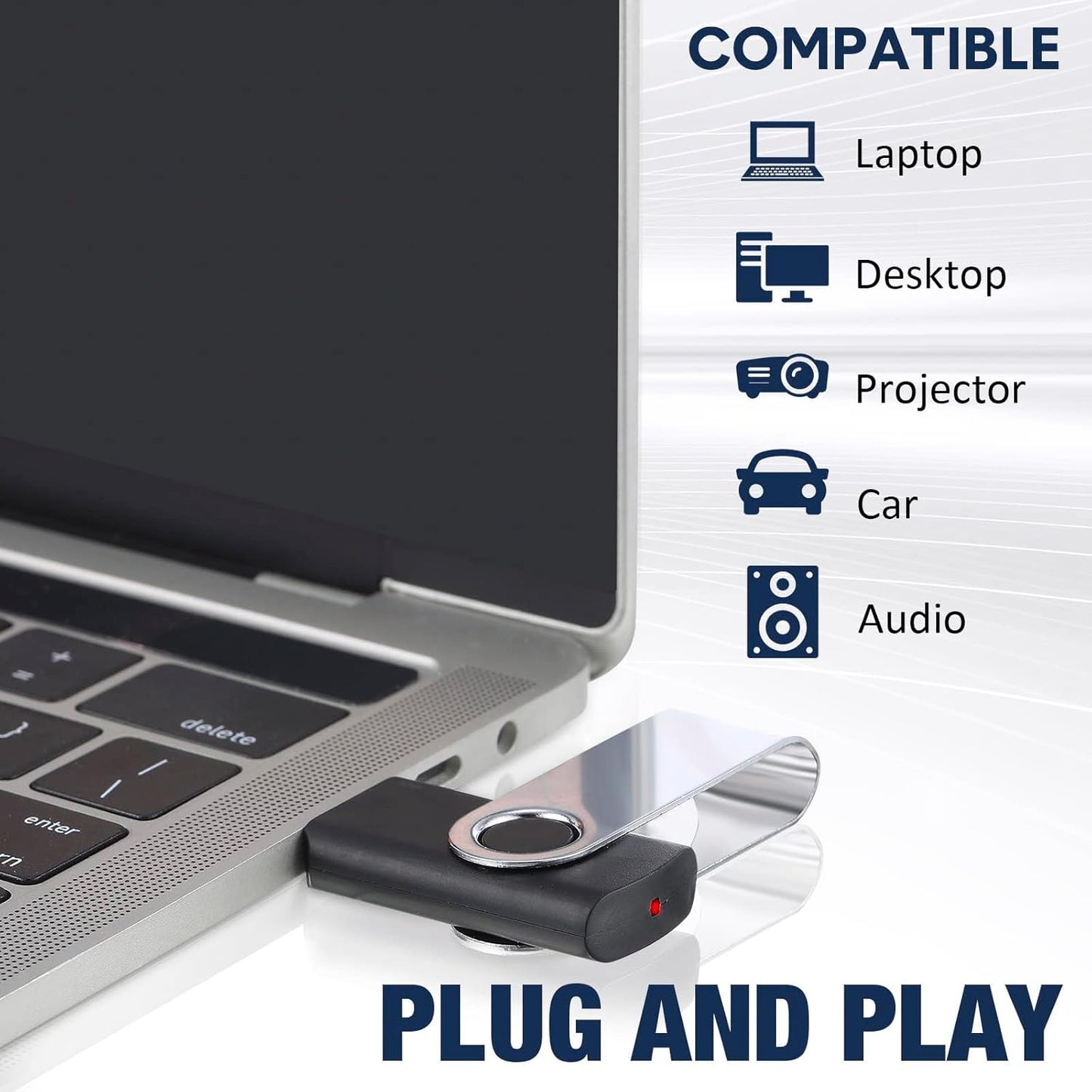 5 Pack 128GB USB Flash Drive with Type C Adapter and Storage Box USB 2.0 High Speed Metal Pen Drive 360° Rotatable Storage Memory Stick for Phone/Pad/PC/Laptop/Android - Black(5-Pack 128GB)