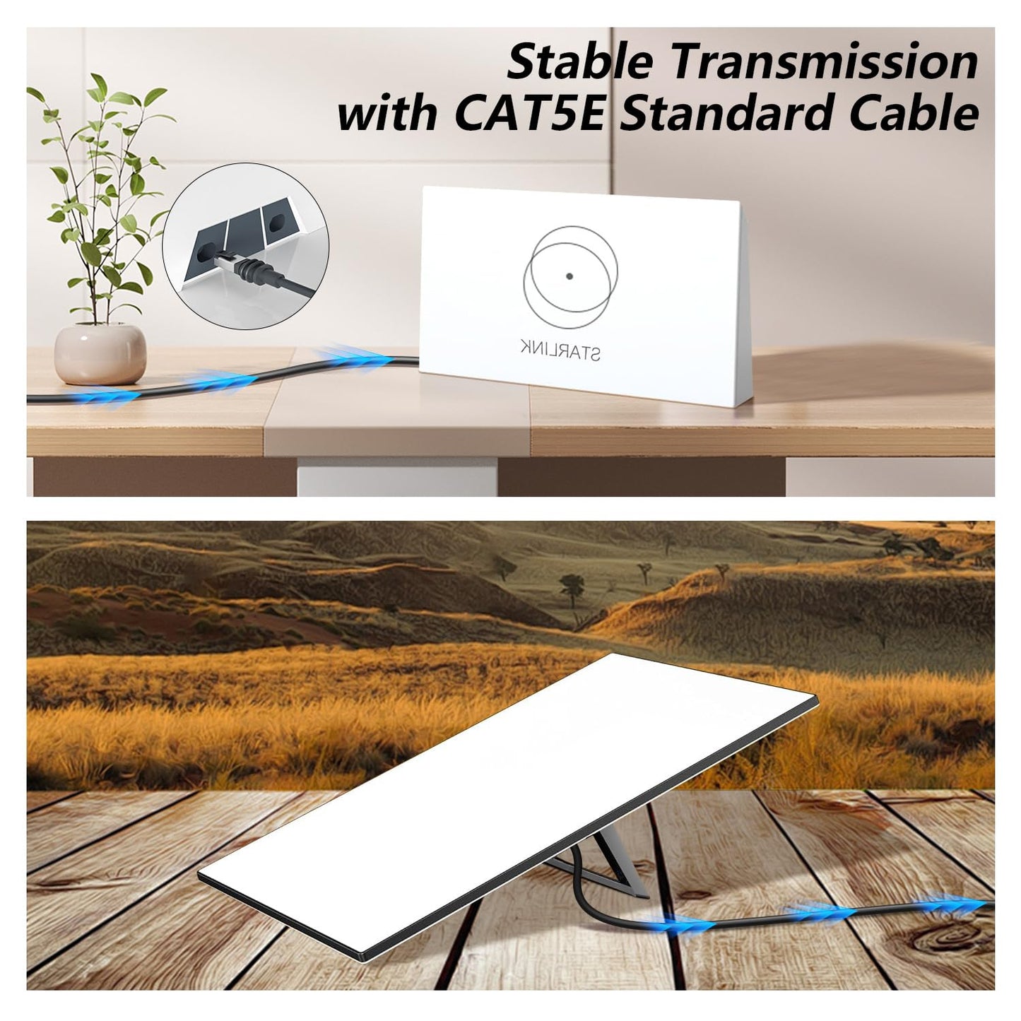 33FT Replacement Cable for Starlink Gen 3 and Starlink Mini, Replacement Starlink Rectangular Satellite Gen 3 Waterproof Outdoor Cable