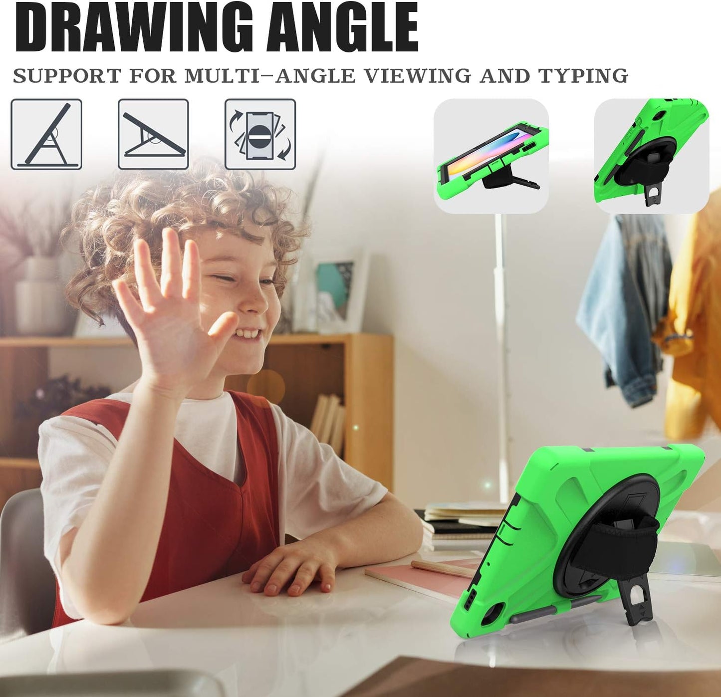 BRAECN for Samsung Galaxy Tab S6 Lite 10.4 Case, Heavy Duty Shockproof Case with Hand Strap, Shoulder Strap, Kickstand, S Pen Holder for Galaxy Tab S6 Lite 10.4 Inch SM-P620/P610 2024/2022/2020-Green