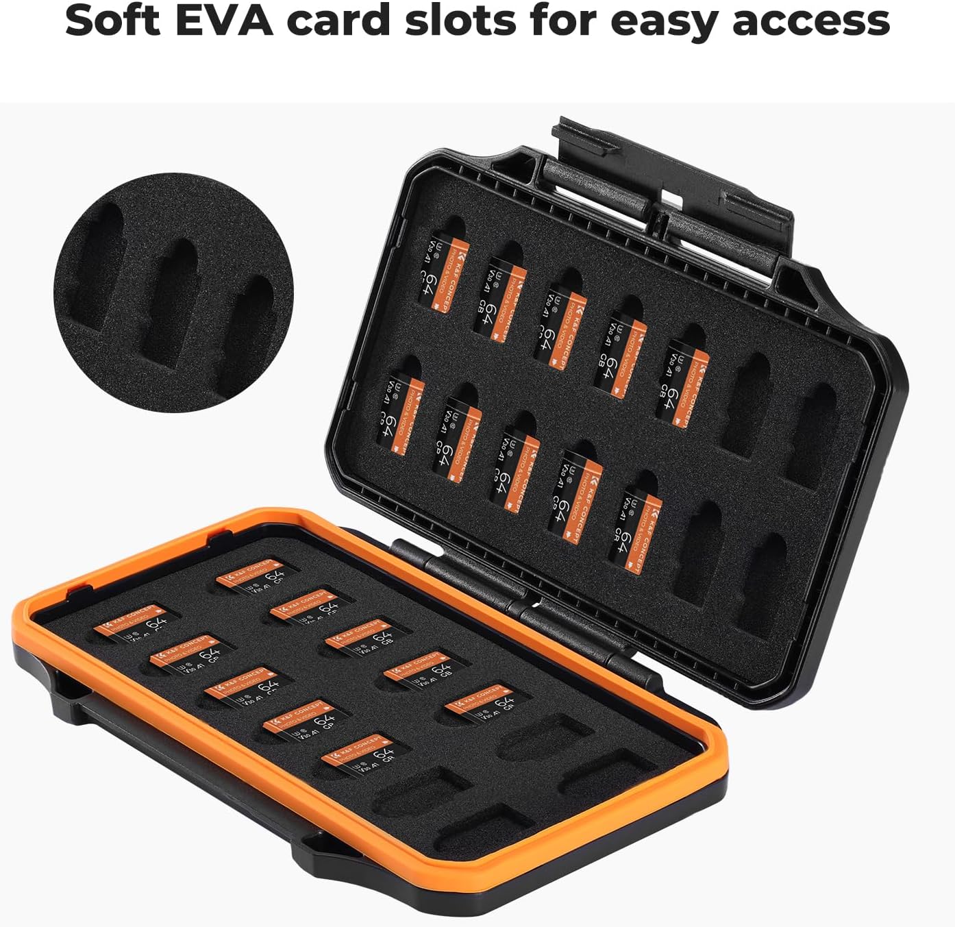 K&F Concept 28 Slot SD Card Case, Water-Resistant Anti-Shock/Dust SD/TF Card Holder/Organizer