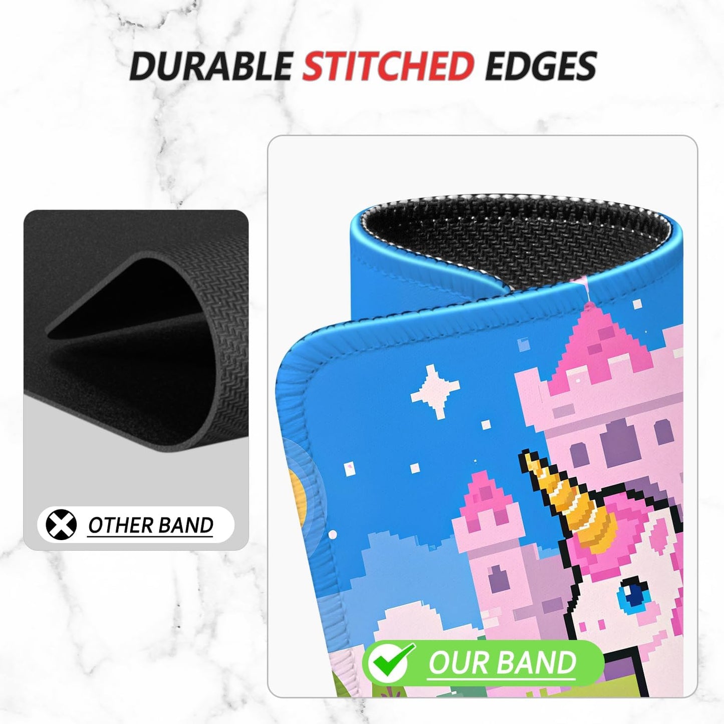 ITNRSIIET Mouse Pad Non-Slip Rubber Base Smooth Surface Stitched Edges Waterproof Durable Compatible with All Mice for Office & Gaming, Desk Accessory, 10.2x8.3x0.12 inch, PixelCastle