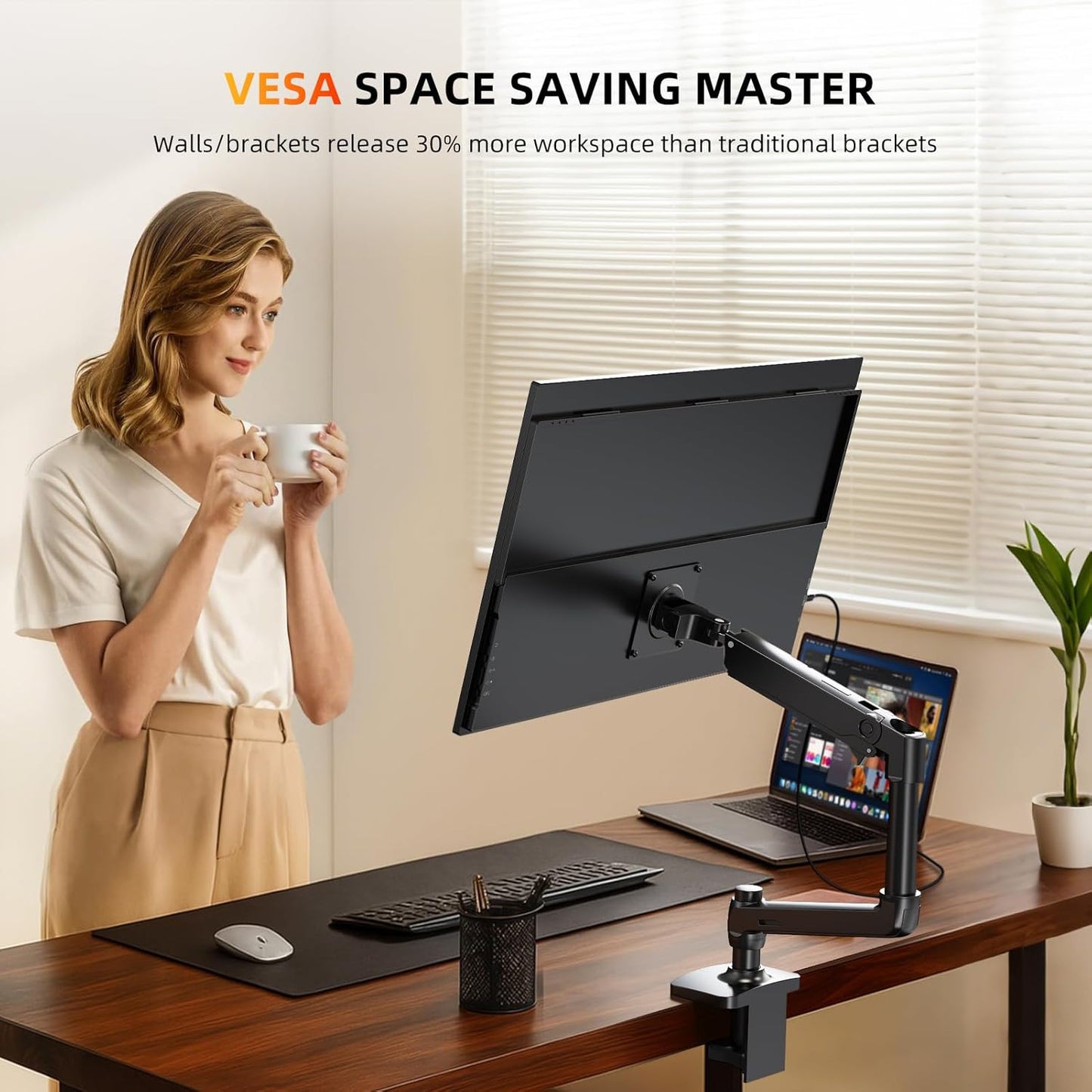 UPERFECT Portable Monitor 4K 23.8" | 400 Nits 24" Large Monitor | 3840 * 2160 UHD 125% sRGB | 1MS FreeSync | USB-C & HDMI | VESA & Kickstand | Second Screen for Computer, Mini PC, Game Consoles