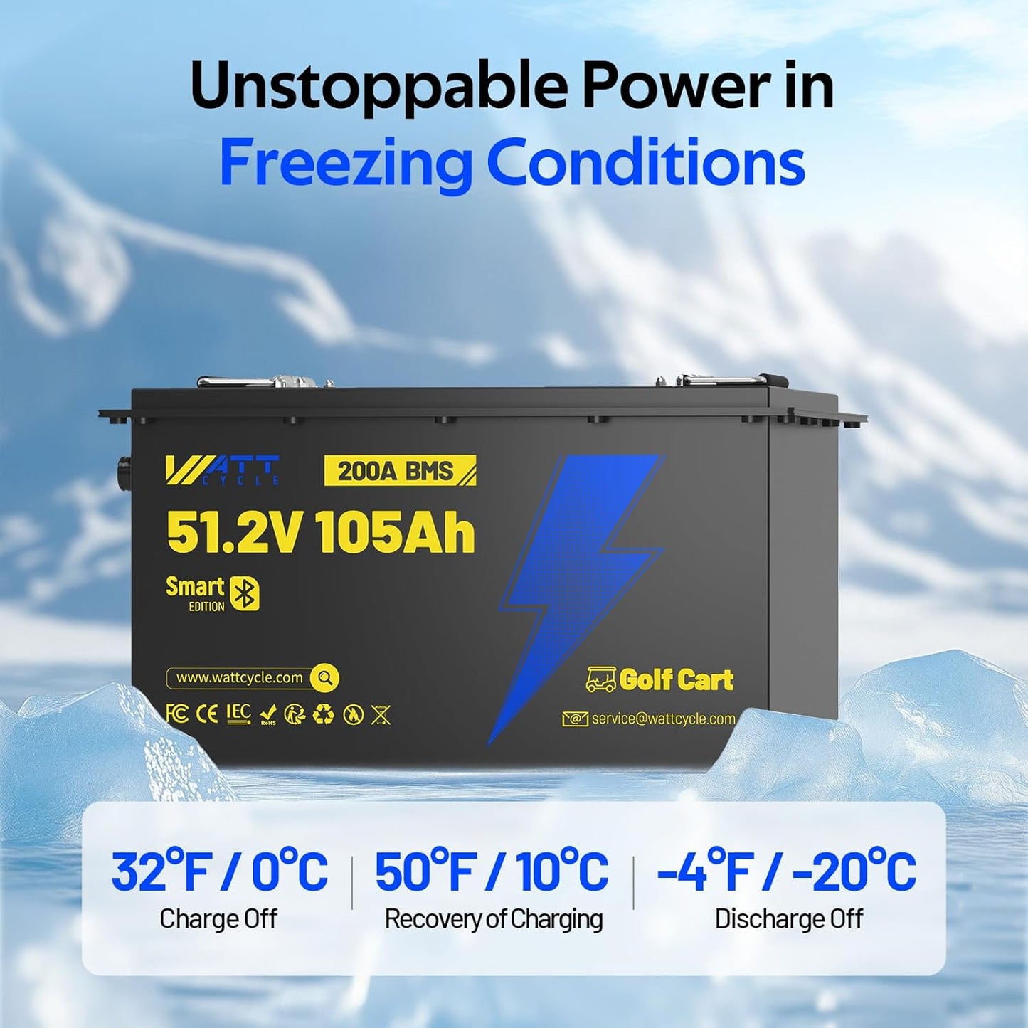 48 Volt Golf Cart Batterys 200A BMS, 48V 105Ah LiFePO4 Lithium Battery with Bluetooth & LCD display, 15000 deep Cycles, Range of 70 Miles 600A Peak Current for Golf Cart