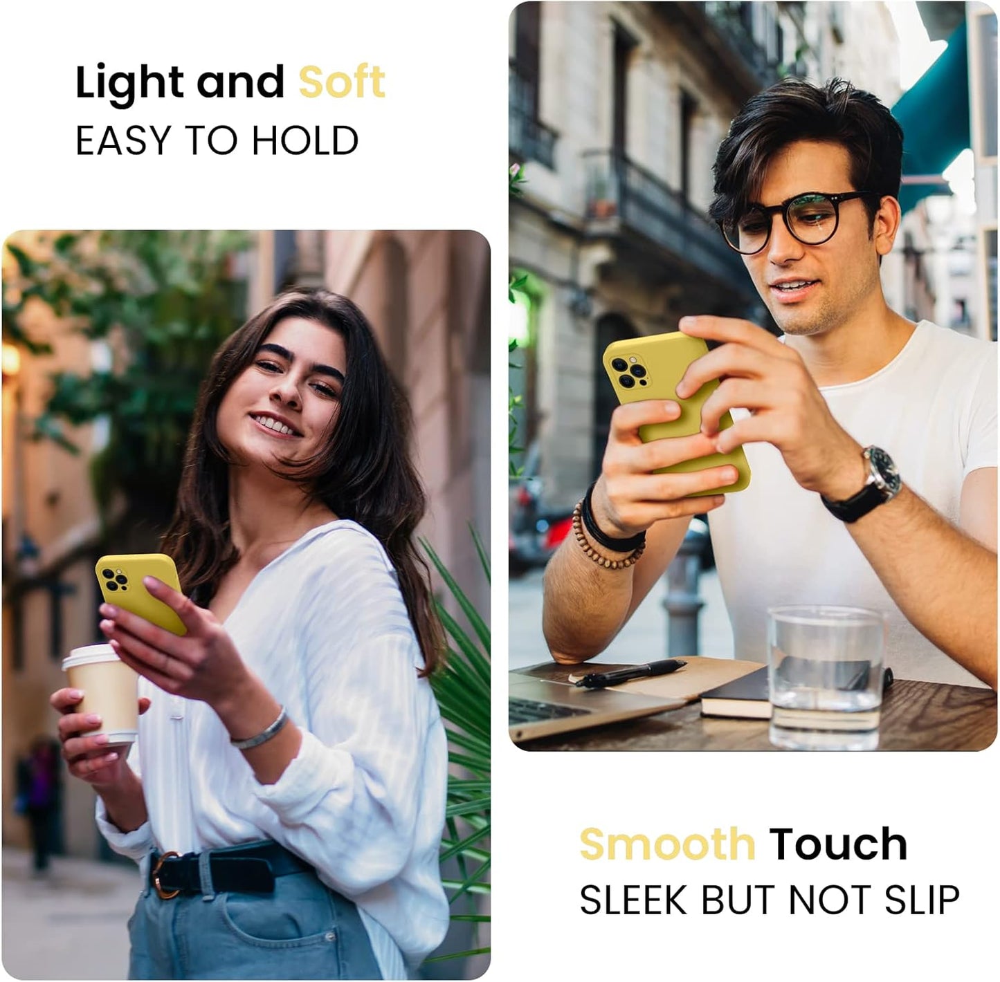 FireNova Designed for iPhone 13 Pro Max Case, Silicone [Camera Protection] Phone Case with [2 Screen Protectors], Soft Anti-Scratch Microfiber Lining Inside, 6.7 inch, Yellow