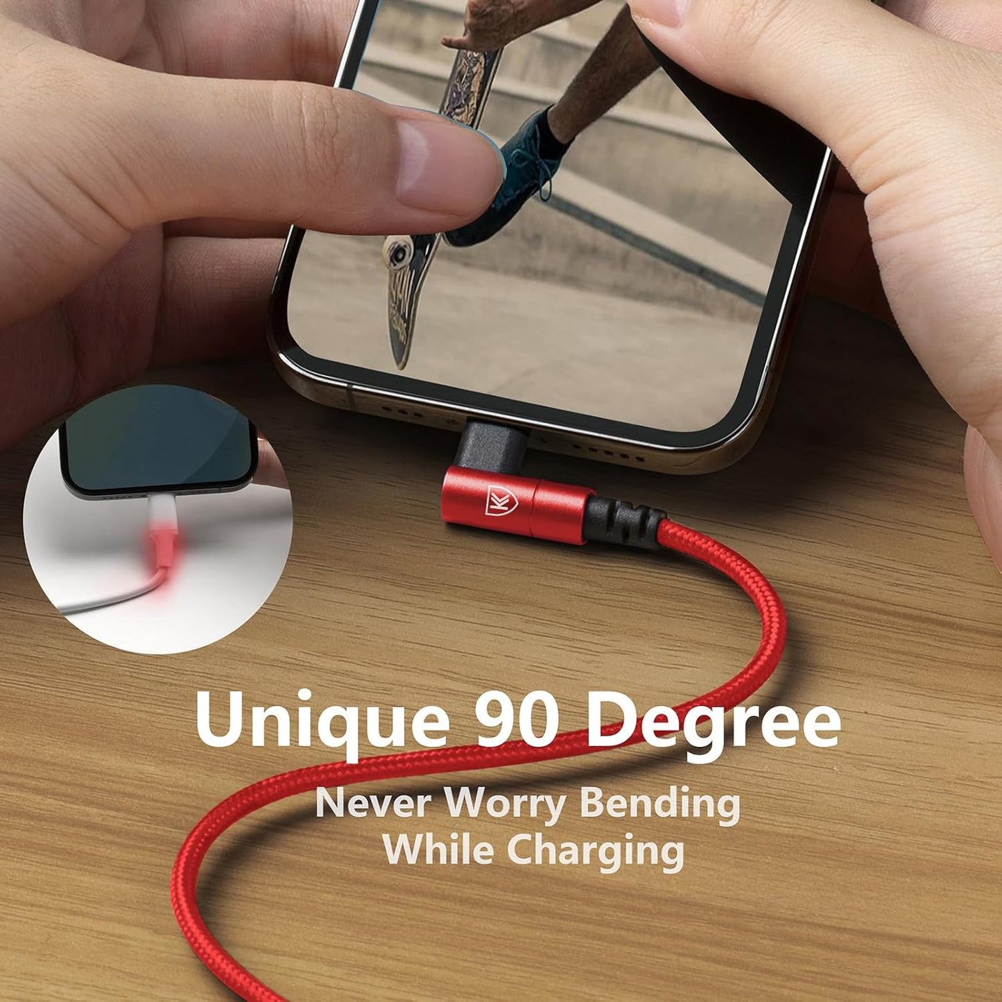 3Pack 90 Degree Lightning Cable, iPhone Charger Cable 6ft, [Apple MFi Certified] Long Fast Charging Cord Compatible for iPhone 14/13/12/11/Pro/Max/Mini/X/Plus/8/7/6/Plus - Red