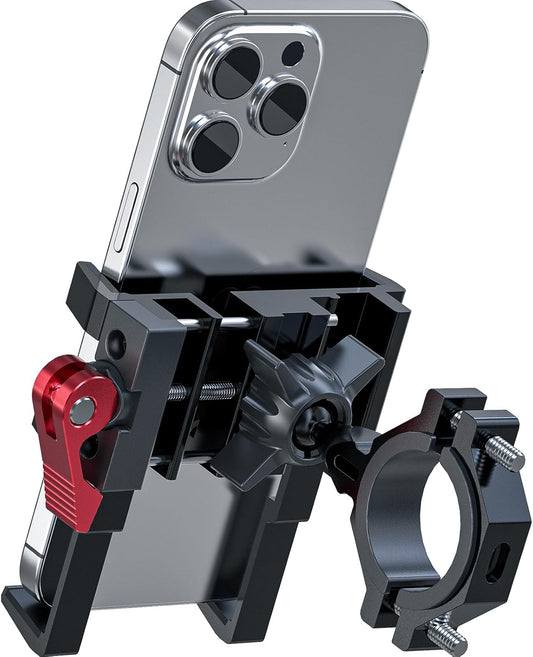 Tiakia Aluminum Bike Phone Mount Holder, [2024 Upgrade] Motorcycle Phone Mount, [1s Lock] Handlebar Mounted Cell Phone Holder, 360° Rotation, Universal Bicycle Phone Mount for 4.5-7 Inch Phones