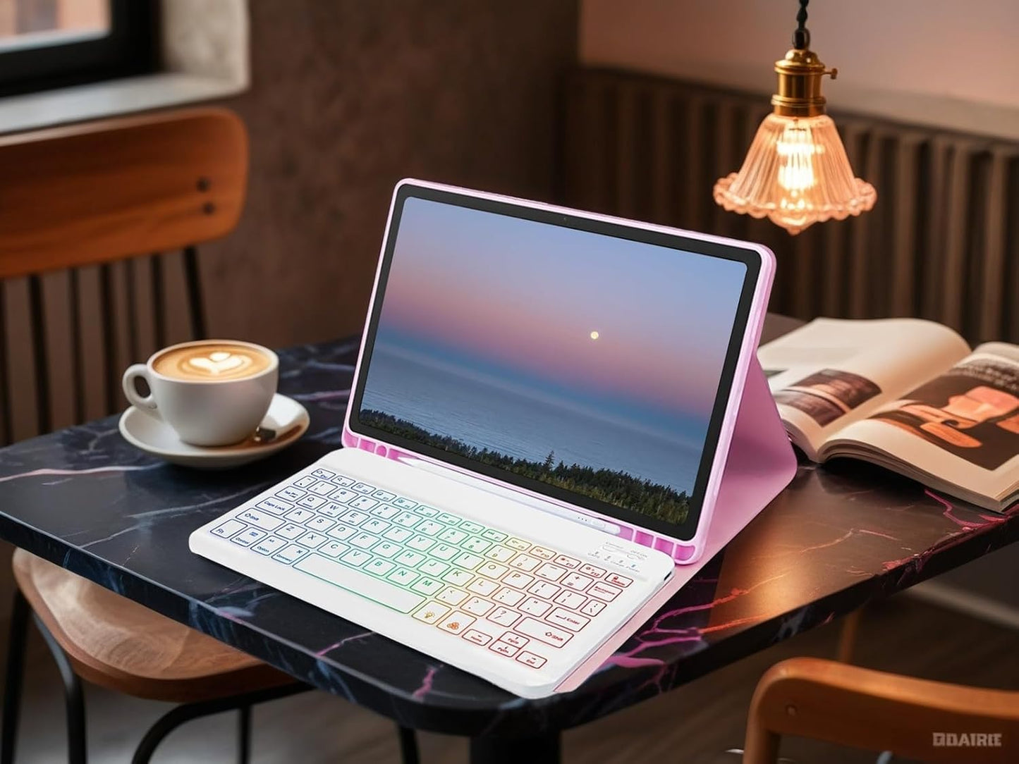 Keyboard Case for Samsung Galaxy Tab S10 FE / S9 FE 10.9 inch/Tab S9 / S8 / S7 11 inch - with 3 Color Backlit Mouse Detachable Keyboard Case