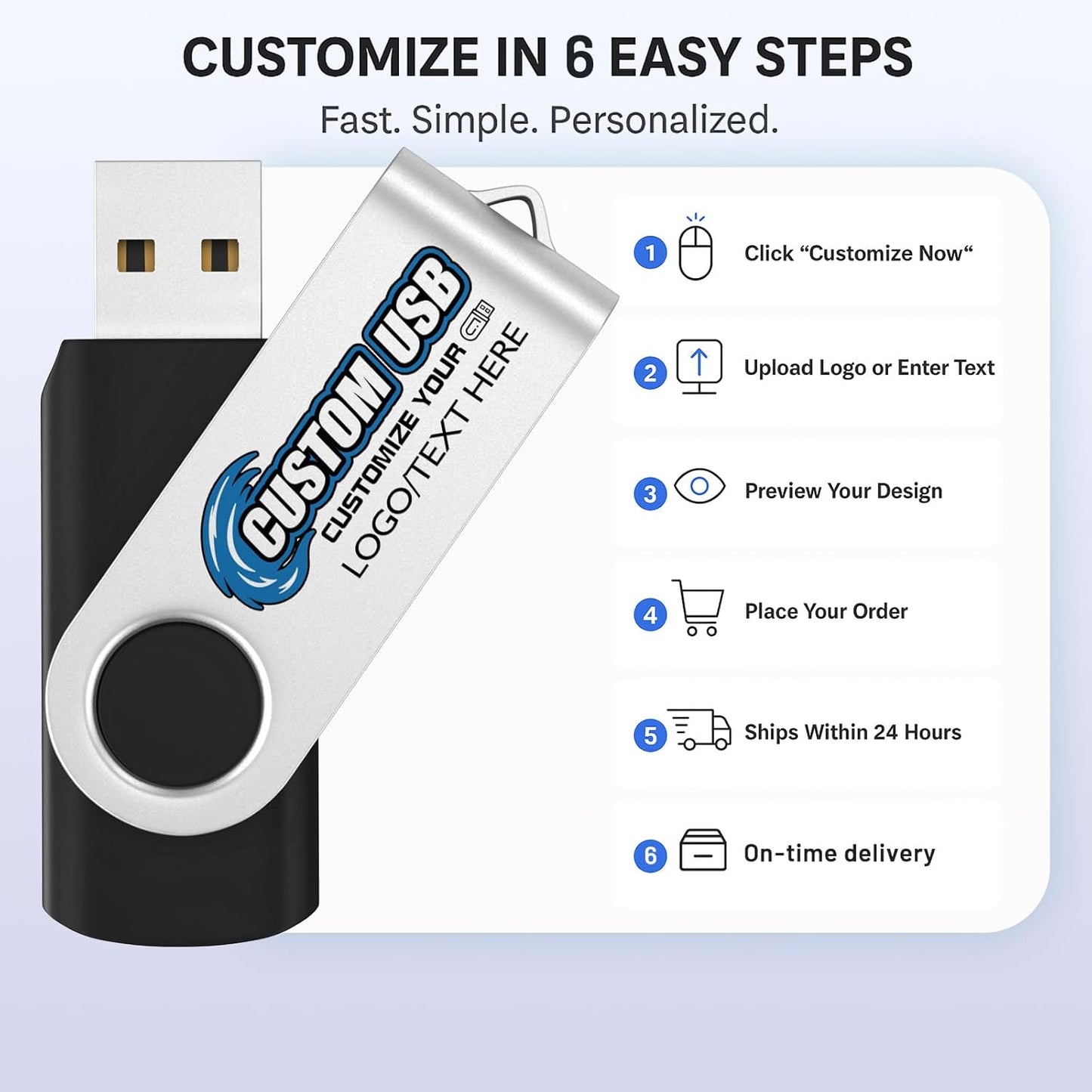 ABLAZE Personalized USB 8GB Flash Drive 10 Pack, USB 2.0 Custom Thumb Drives Personalized Pendrive Memory Stick (Mixcolors)