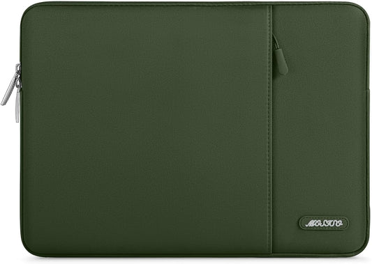 MOSISO Laptop Case 13.3 inch, 13-13.3 inch Laptop Sleeve Compatible with MacBook Air/Pro 13 / Pro 14, HP Dell ASUS Lenovo Notebook, Polyester Vertical Computer Sleeve Bag with Pocket, Army Green