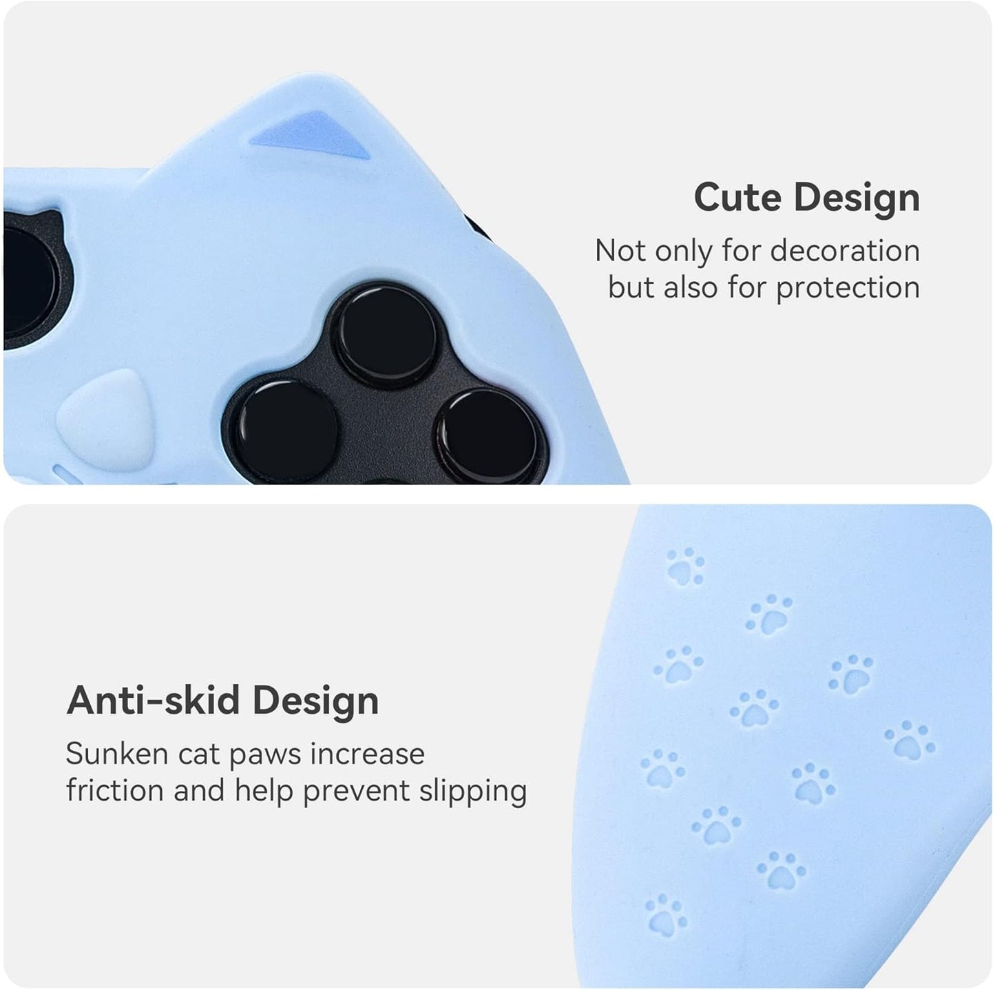 GeekShare Cat Paw Controller Skin Grips Set Anti-Slip Silicone Protective Cover Skin Case Compatible with Xbox Series X Controller with 2 Thumb Grip Caps and 1 Sticker (Blue)