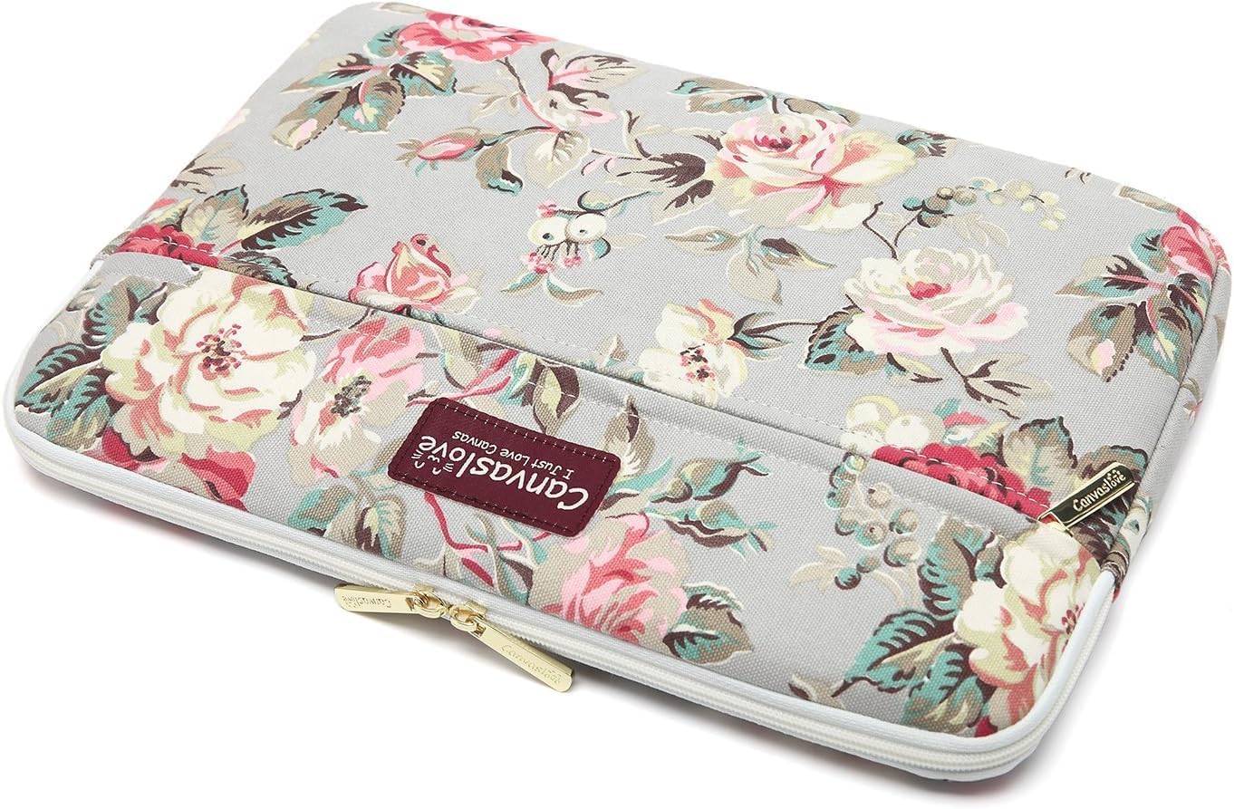 Canvaslove Grey Rose Laptop Sleeve Case Bag with Pocket for MacBook Air 13 inch,iPad Pro 13 inch and 13.3 inch-13.5 inch Laptops