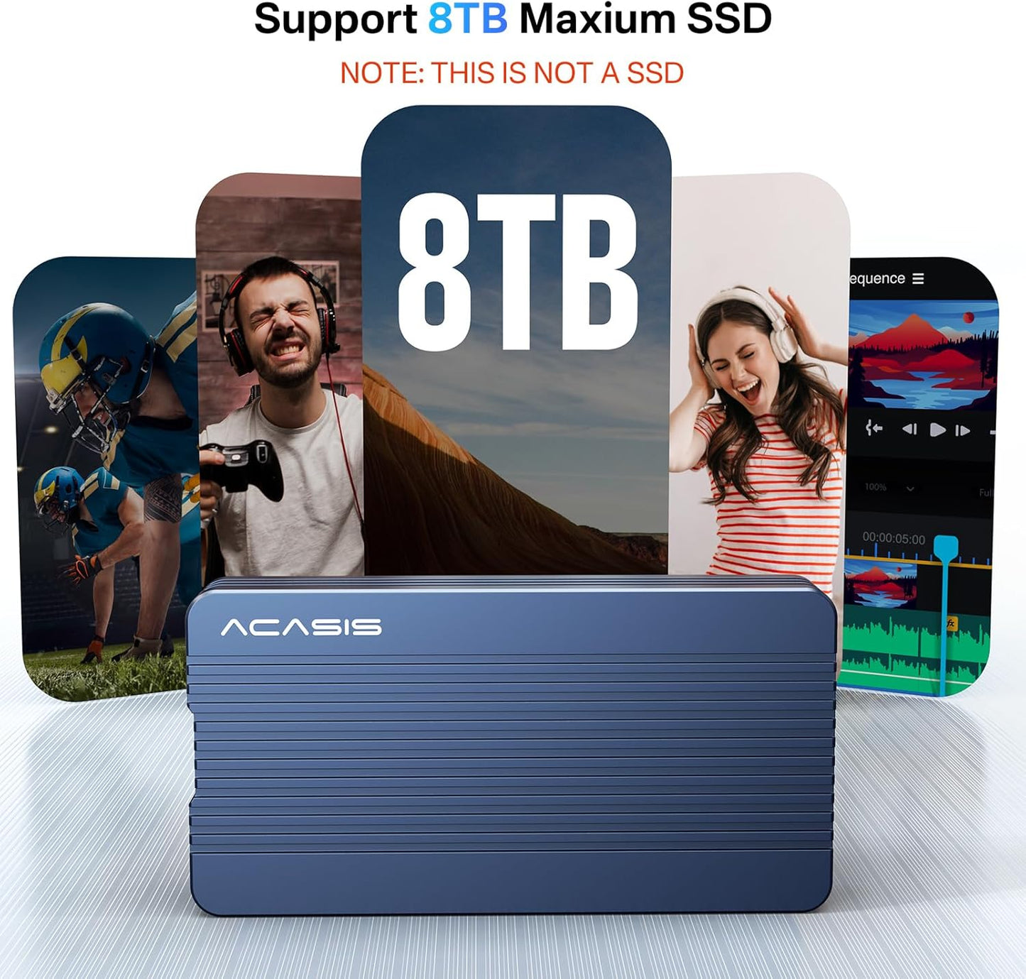 ACASIS 40Gbps M.2 NVMe SSD Enclosure, TBU405 for M1 M2 Pro/Max, Compatible with Thunderbolt 4/3/USB3.2/3.1/3.0/2.0, M.2 Enclosure Support SSD 2280/2260/2242/2230 B+M M-Key