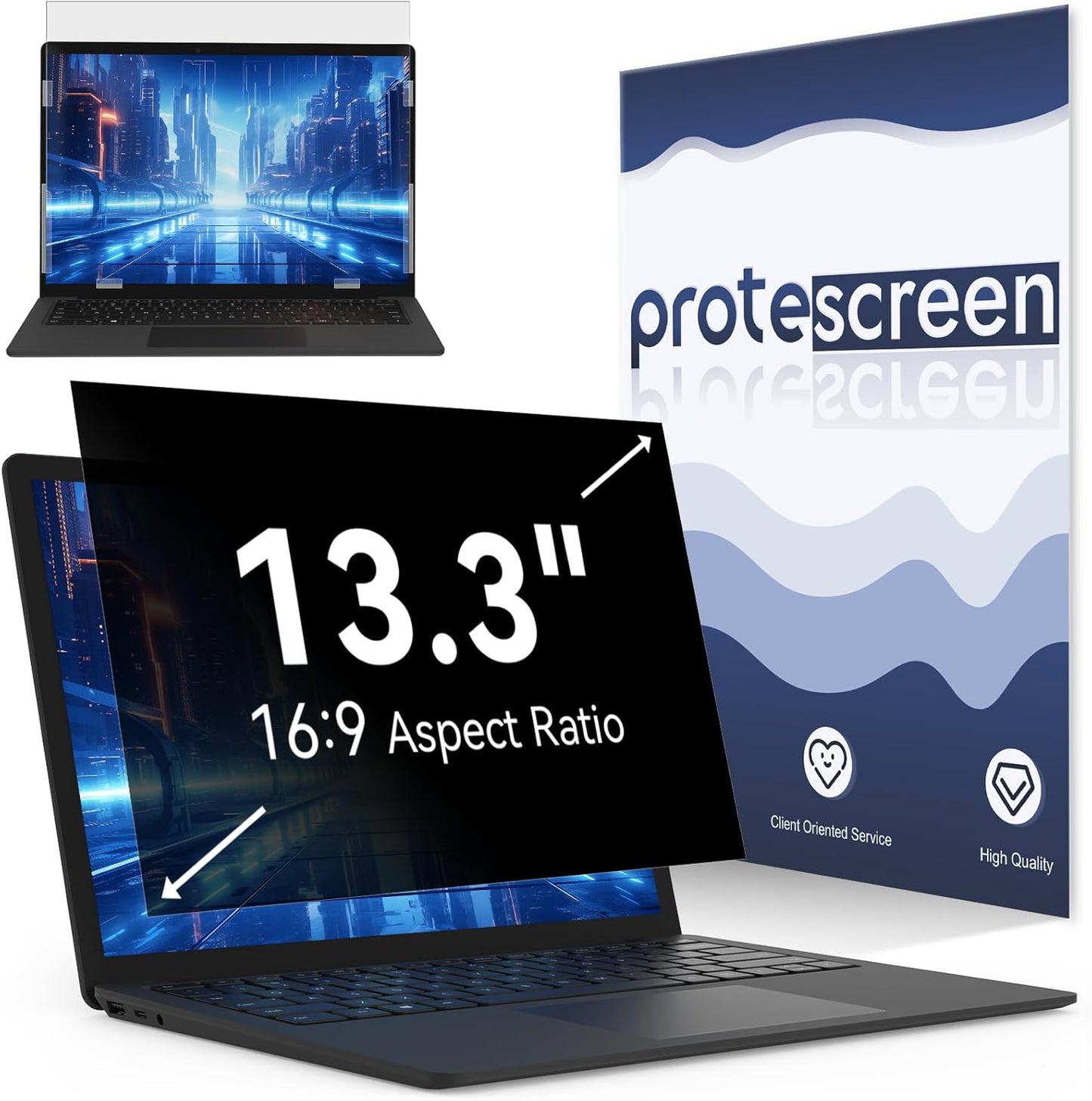 13.3 Inch Laptop Privacy Screen Compatible With Lenovo Hp Dell Acer Asus Thinkpad Envy Xps, 16:9 Aspect Removable Anti Glare Blue Light Filter Protector,13 in Computer Monitor Privacy Shield