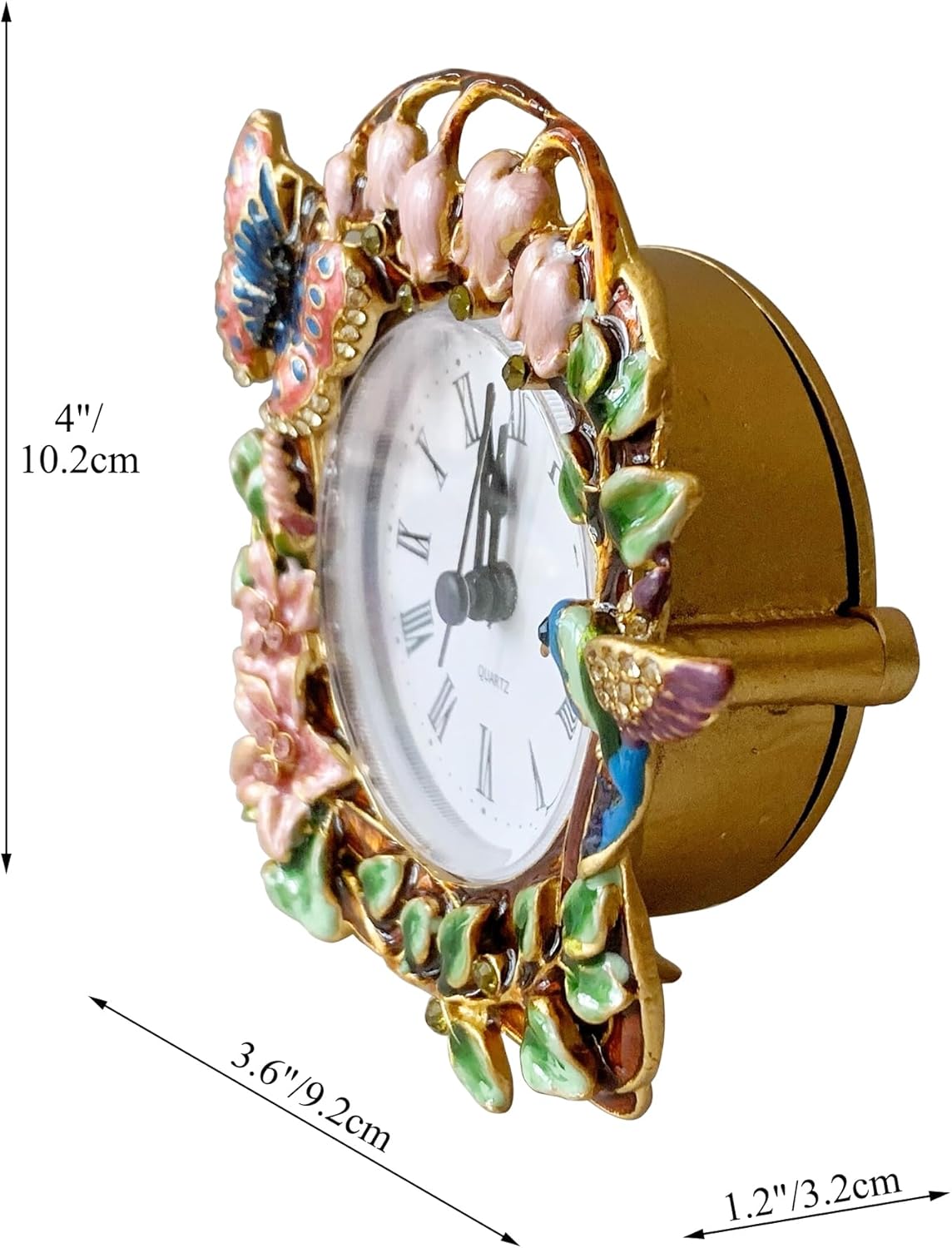 Decorative Mini Table Clock, Vintage Metal Silent Analog Quartz Battery Operated Table Top Clock for Living Room Decor Shelf