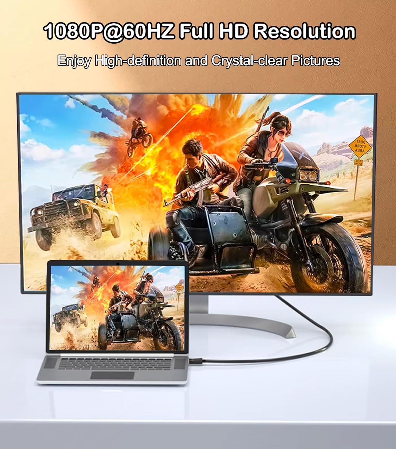 DisplayPort to VGA Cable 6FT, Display Port DP to VGA Adapter, 1080P@60Hz Video Cord from Laptop/Computer (DP) to Monitor/Projector (VGA), (Not Bidirectional, Not for HDMI or USB)