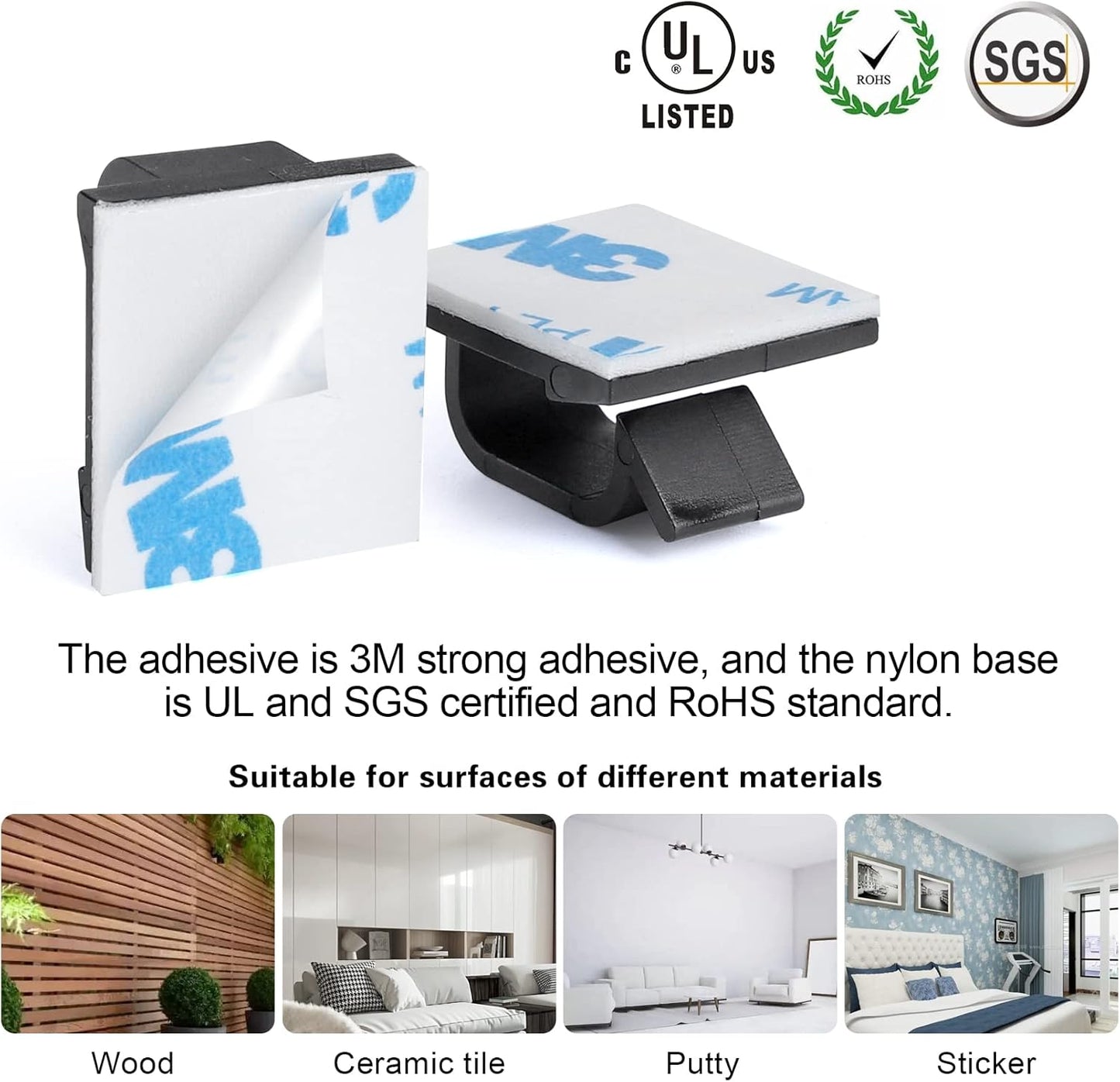 XHF 3/4” Adhesive Cable Wire Clips Black120pcs, Cable Staples Outdoor Cable Management Wire Organizer Cord Holder for Under Desk, Car, Wall, TV PC Ethernet Cable