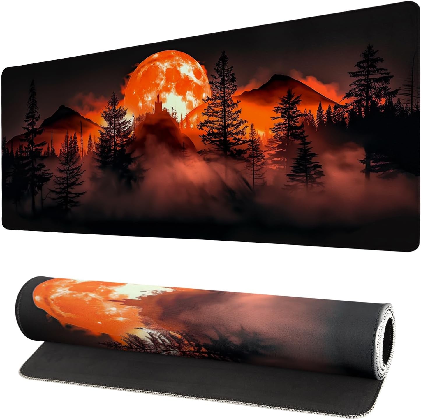 Extended Gaming Mouse Pad, Large Desk Mat XL Anime Mouse Pad Waterproof with Stitched Edges, Non-Slip Desktop Pad for Home and Office, Level Up Your 31.5x11.8 Inch (Roaring Flame)