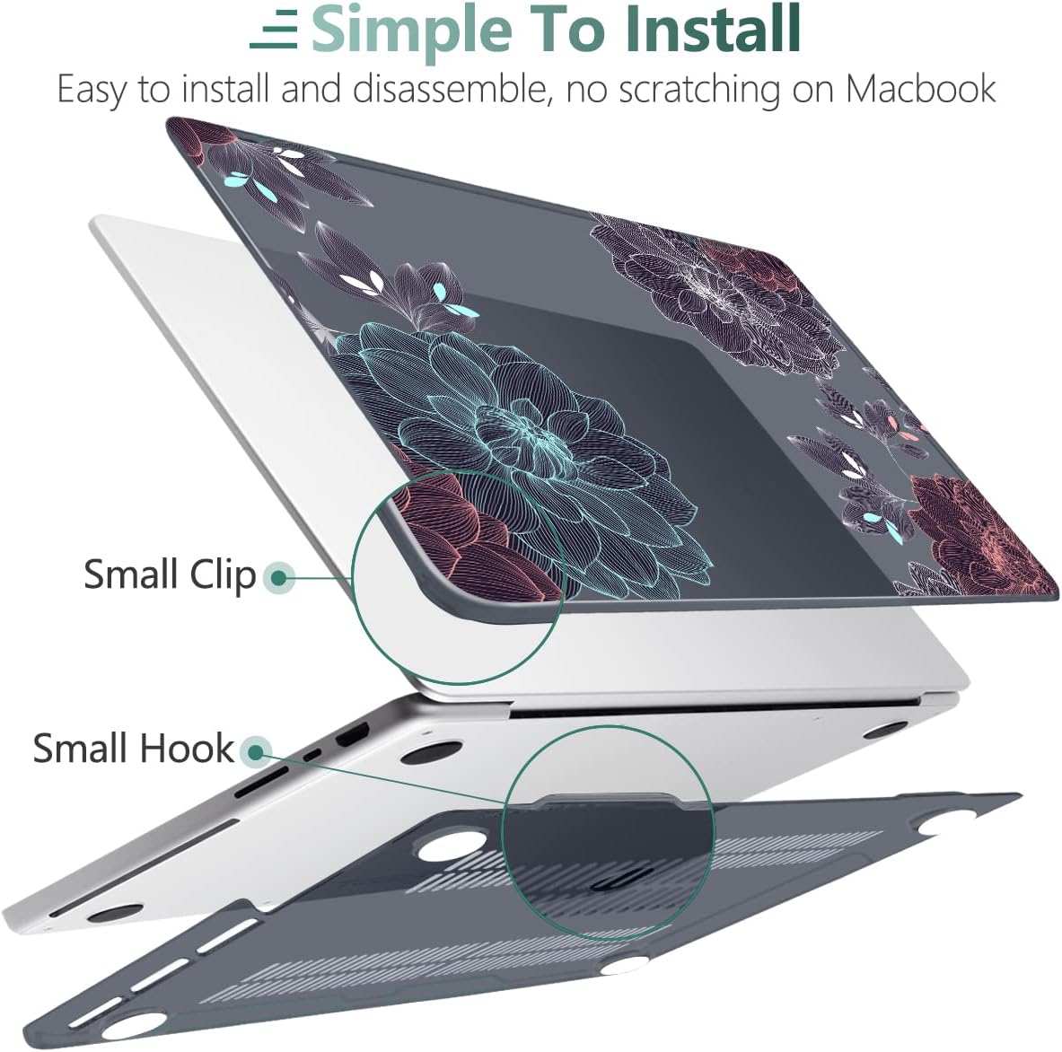 DONGKE for M4 MacBook Pro 16 Inch Case 2024 2023 2021 A3403 A3186 M3 A2991 M2 A2780 M1 A2485 Pro/Max Chip, Plastic Hard Shell Case & Keyboard Cover for Mac Pro 16 with Touch ID, Dahlia Flowers