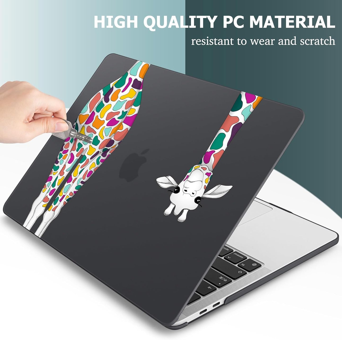 May Chen Compatible with MacBook Pro 13 inch Case 2022 2021 2020 Release Models A2338 M2 M1 A2251 A2289, Plastic Hard Shell Case Keyboard Cover for Mac Pro 13" with Touch Bar, Black Smile Giraffe