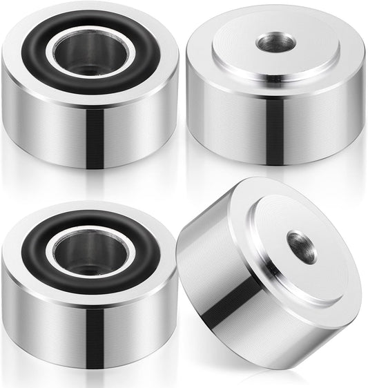 Facmogu 4PCS Silver Aluminum Alloy Speaker Isolation Feet, Turntable Isolation Pad for Reduce Vibration & Resonance, Speaker Spike Pads with Non-Slip Rubber Ring for Amplifier HiFi Devices Recorder CD