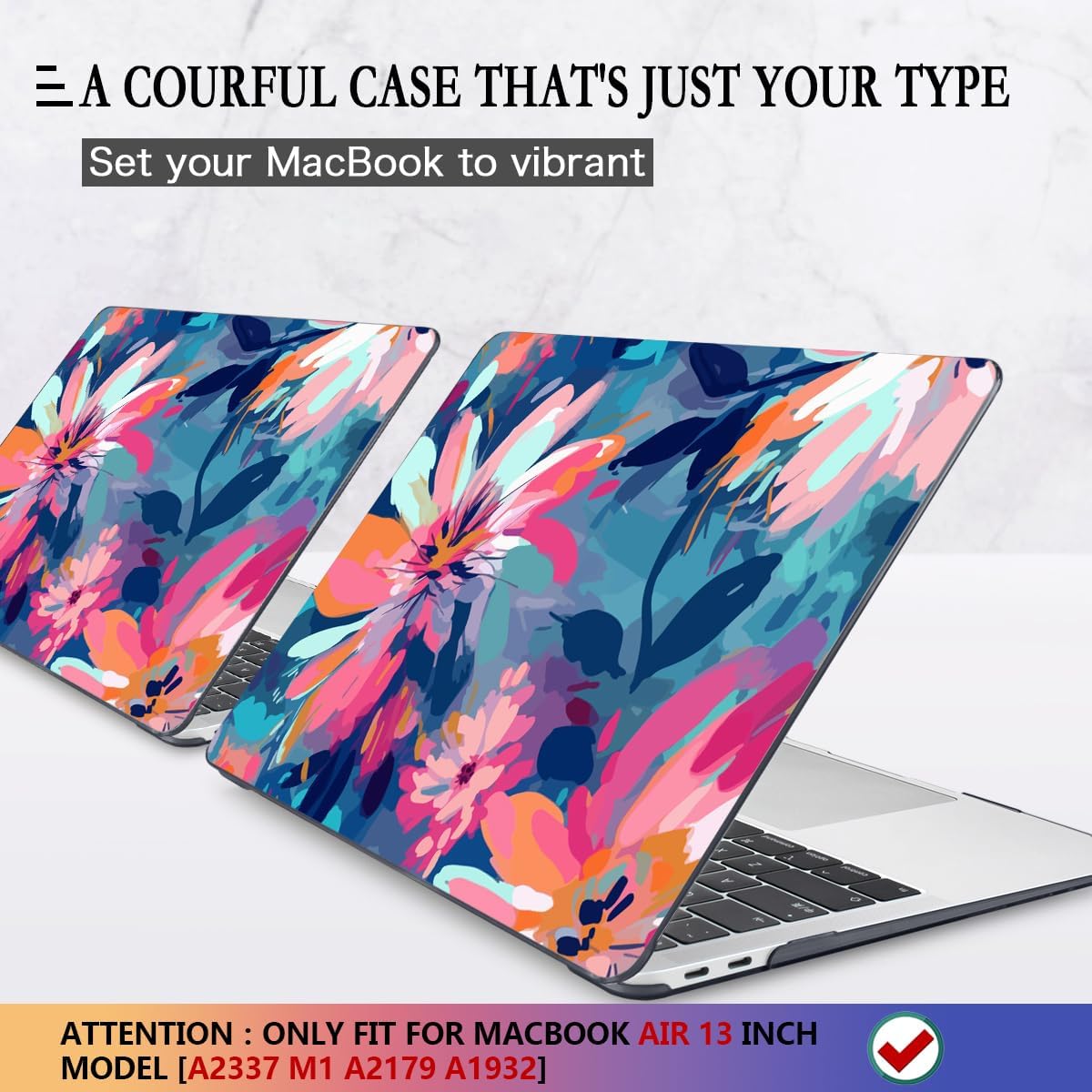 CISSOOK Compatible with MacBook Air 13 inch Case 2021, 2020-2018 Release M1 Chip A2337 A2179 A1932 Retina Display + Touch ID, Plastic Hard Shell &Keyboard Cover& Screen Protector, Muti-Color Painting