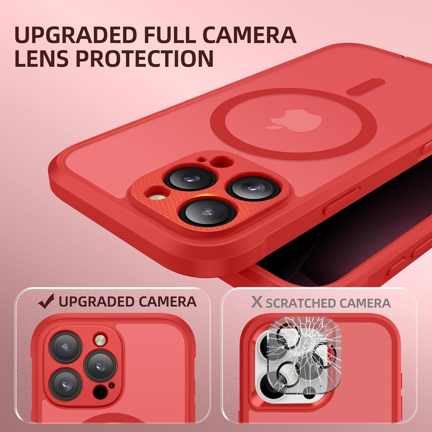 BERFY Magnetic for iPhone 16 Pro Max Case, Compatible with MagSafe, Built-in Privacy Screen Protector and Upgraded Camera Protection, Anti-Spy Full Body Shockproof Phone Case for 16 Pro Max 6.9", Red