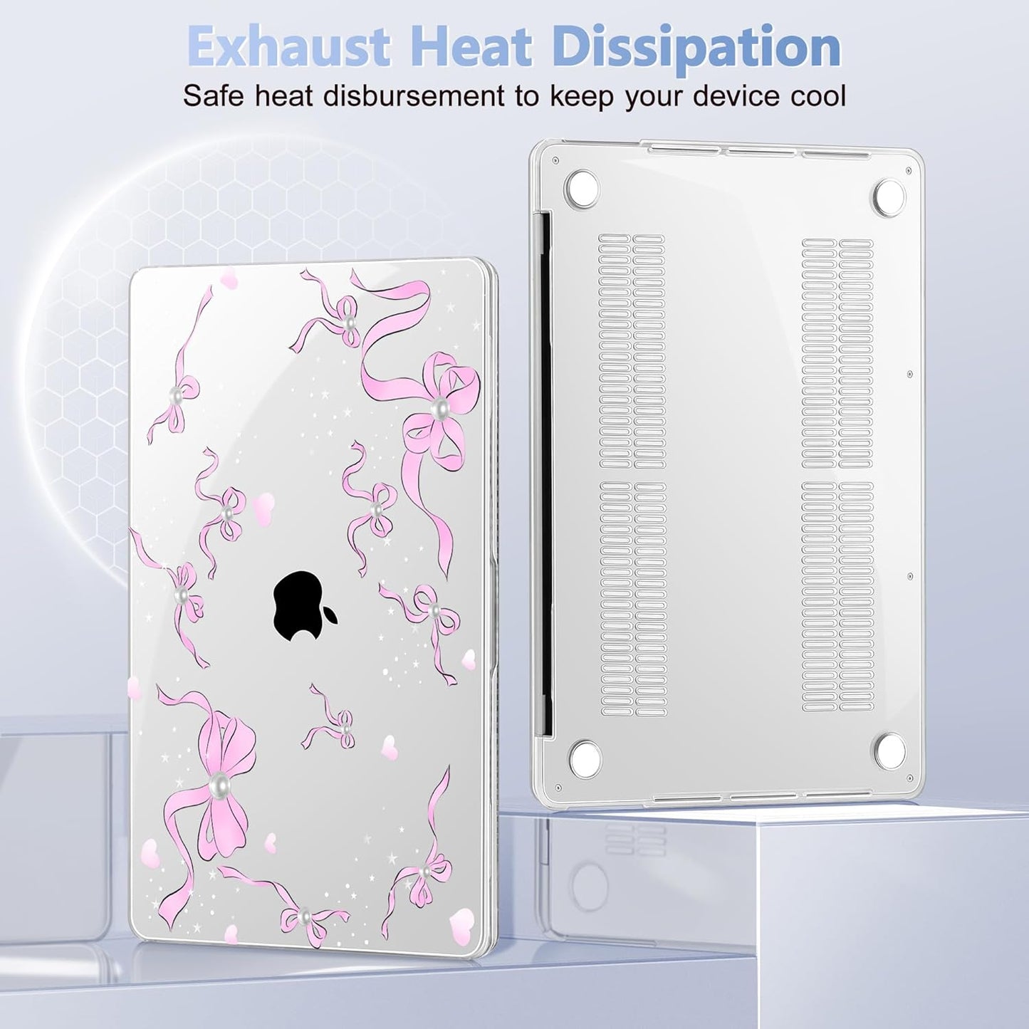 May Chen for MacBook Pro 13 inch Case 2022 2021 2020 Release A2338 M2 M1 A2289 A2251, Plastic Crystal Hard Shell Case Cover for MacBook Pro 13 inch Touch Bar Fits Touch ID, Pearl Bow