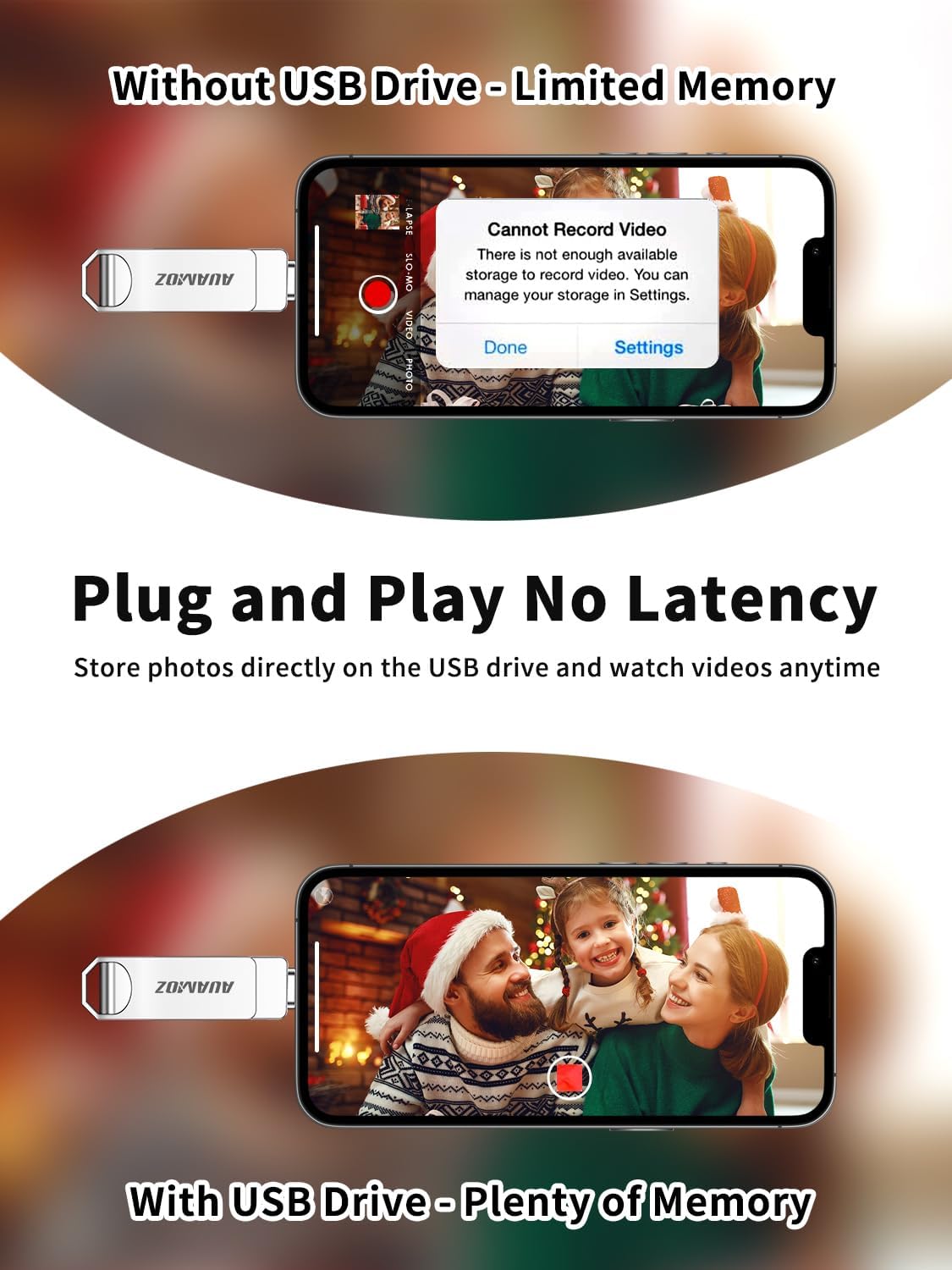 512GB Flash Drive Intended for iPhone, Memory Stick Storage Files Photos Videos Backup, Compatible with iPhone iPad Android PC, Plug and Play, No Application Required (Metal Silver)