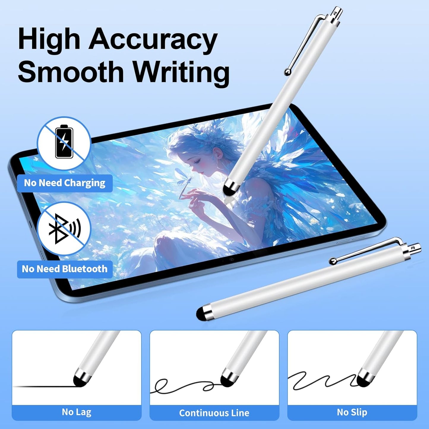 20 Pack Stylus Pen,Stylus Pen for Touchscreen High Precision and Sensitivity for Everyday Writing/Drawing,Universal Stylus Compatible with All Touch Screens,White