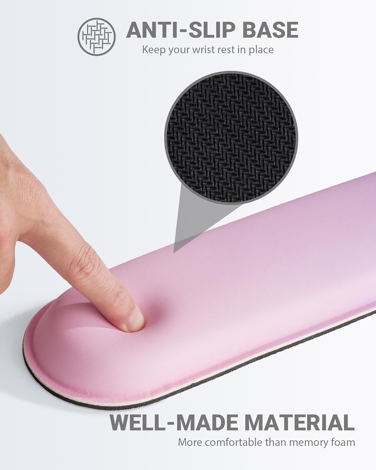 Ergonomic Mouse Pad Wrist Support Set, Memory Foam Keyboard Wrist Rest Set, Keyboard Pad, Non-Slip Base Mousepad(Gradient Pink Purple Set)