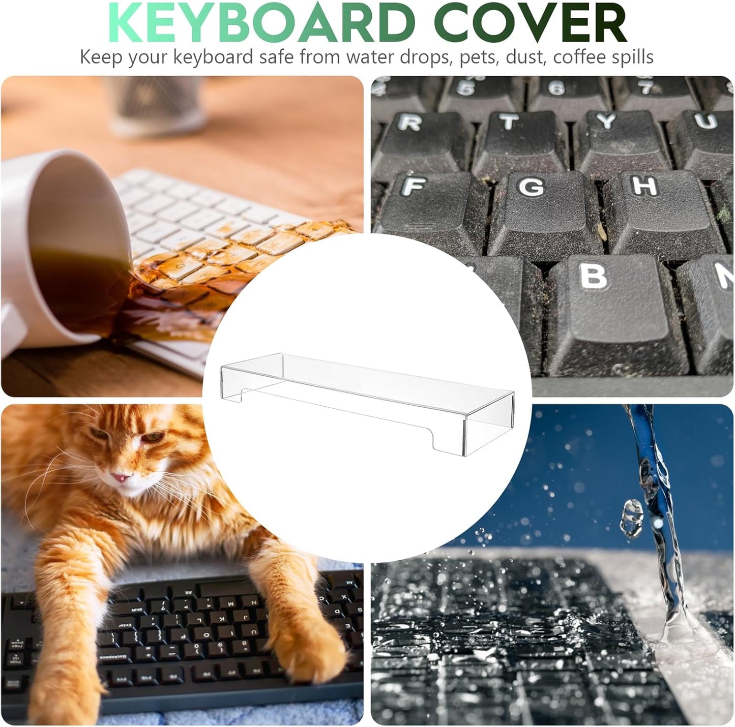 Keyboard Cover Acrylic Covers Dust: Clear Computer Keyboard Cover - Anti-Cat Protector - Tablet Keyboard Case for Standard Size PC Computer Desktop (18.5x5.9x1.8 Inch)
