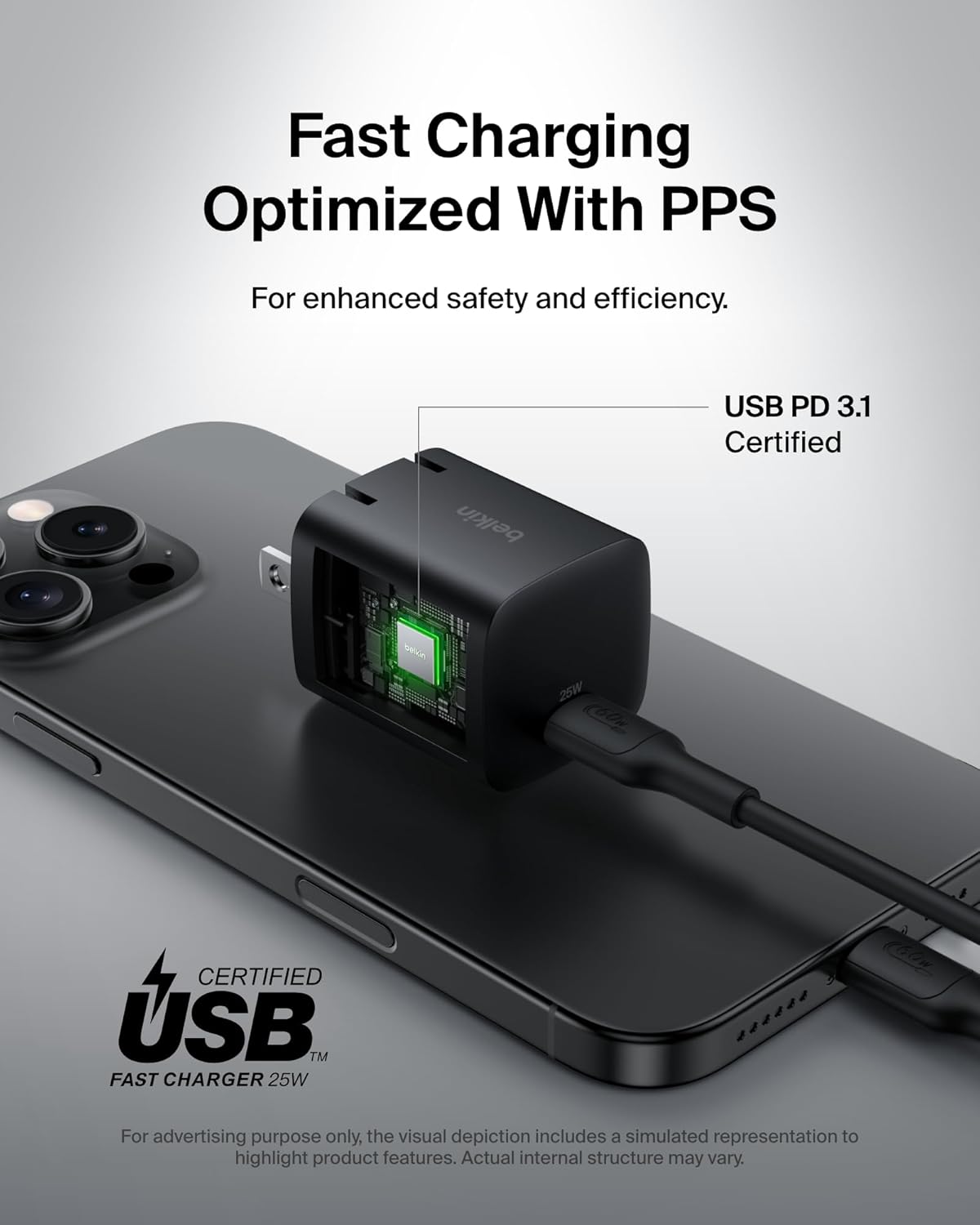 Belkin USB C Charger Block 25W (2 Pack) – PD3.0 PPS Super Fast Charging - Samsung Galaxy S25, S24, Apple iPhone 16, iPhone 15/14/13 Plus, Pro, Pro Max, Google Pixel 9, Nintendo Switch, etc - Black