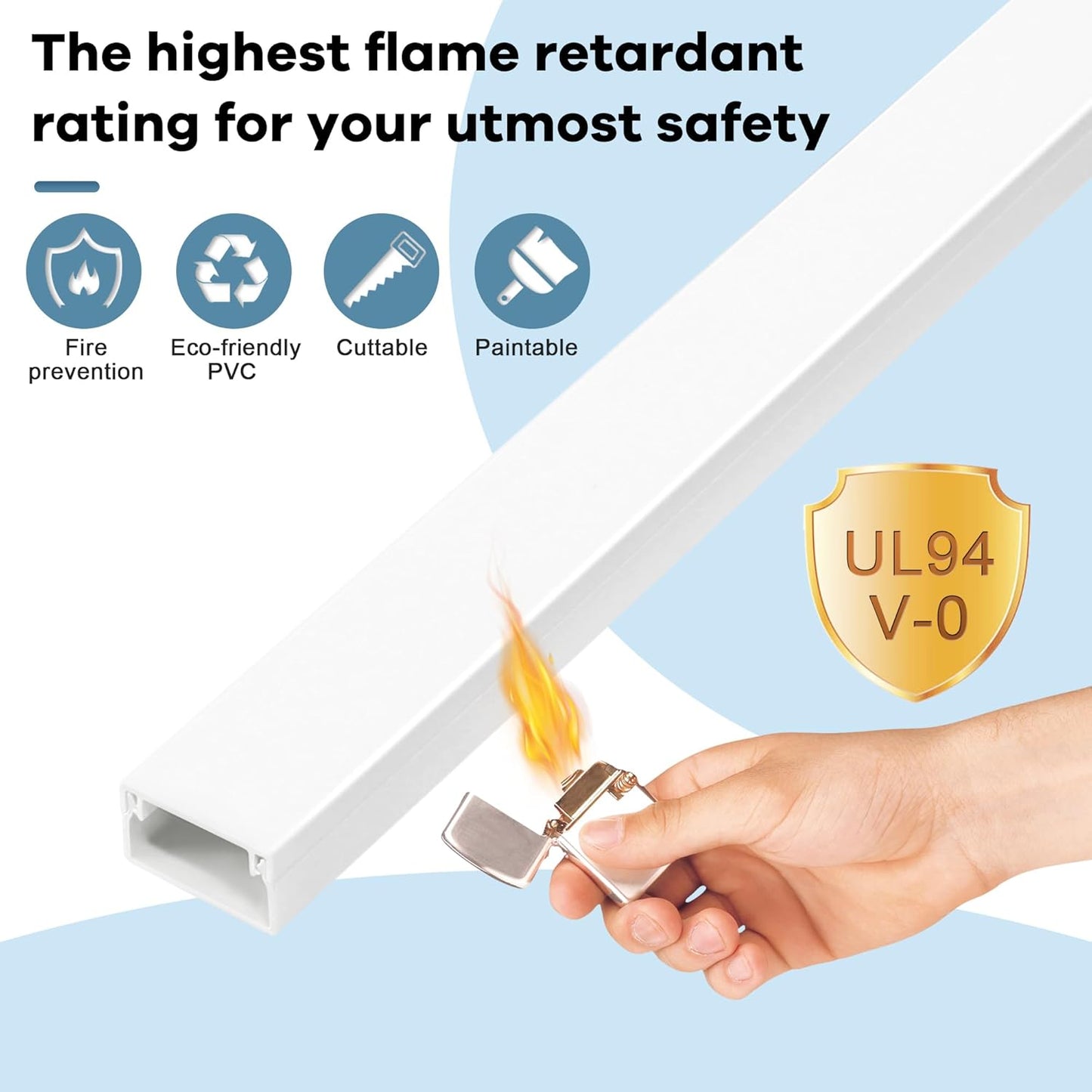 Cord Covers for Wires on Wall Extra-Long, 13.12ft TV Cord Hider Kit, Paintable Cable Management Concealer, White Cord Raceway Channel, 4 x L39in x W0.95in x H0.55in