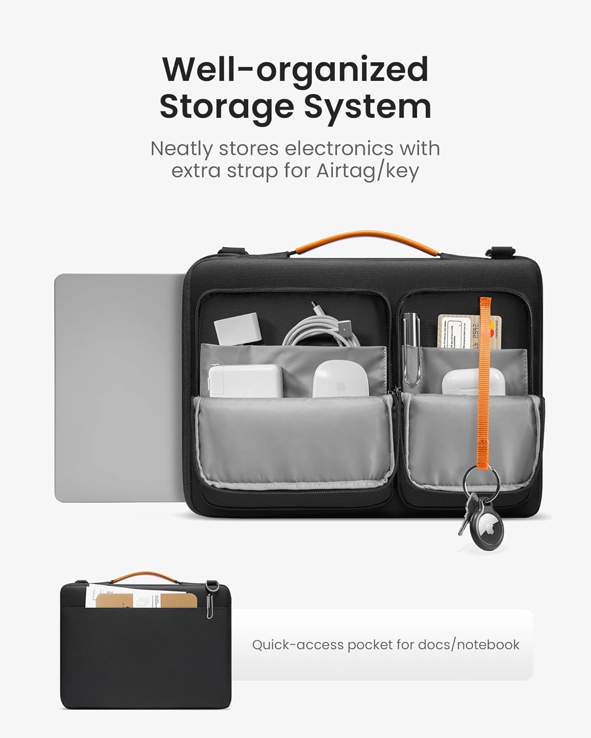 tomtoc 360 Protective Laptop Shoulder Bag for 16-inch MacBook Pro M4/M3/M2/M1 Pro/Max A3403 A3186 A2991 A2485 2024-2019, Water-resistant Sleeve for Dell XPS 15 Surface Book 3 The New Razer Blade 16