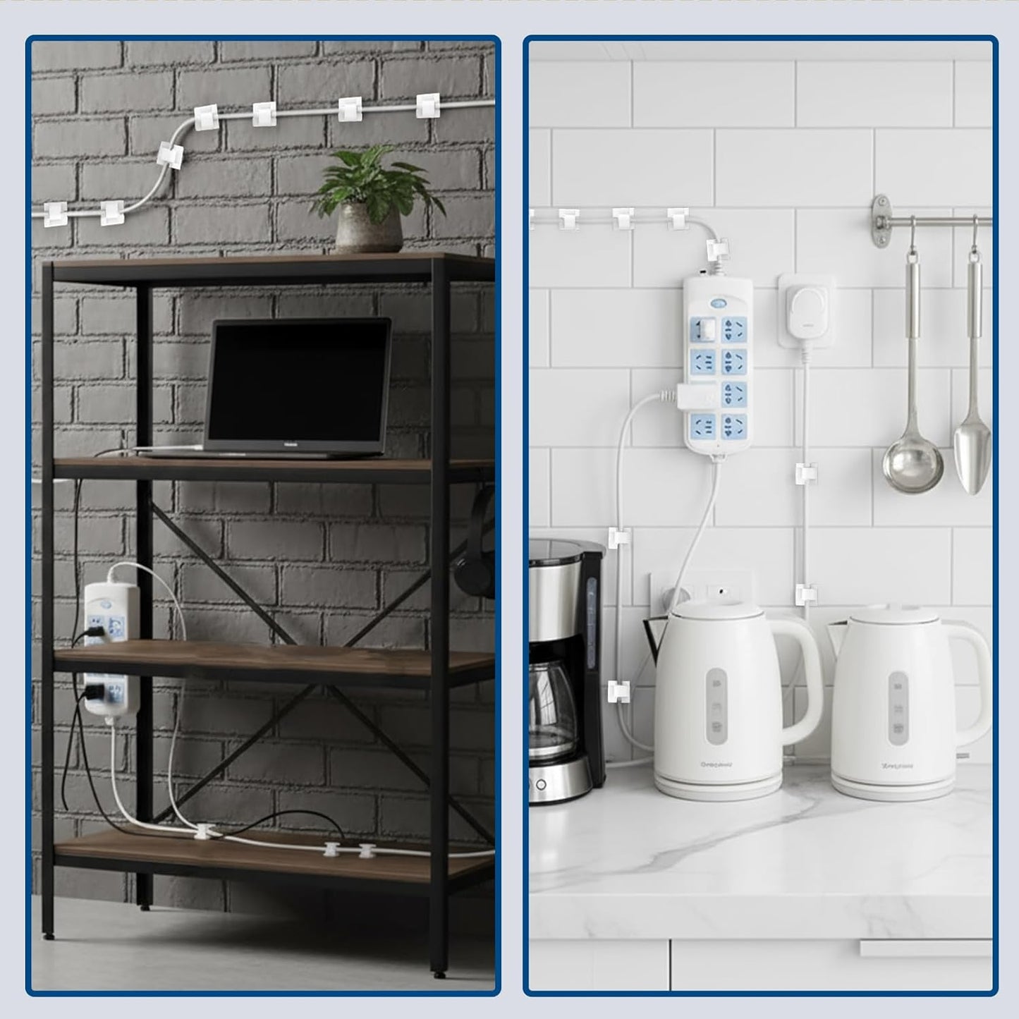 Ethernet Cable Clips Adhesive Cable Ties, 100PCS U Shape Wire Clips Organizer, Cord Management Staples for Ethernet, Wire Holders for Cords Christmas Lights, TV, PC, Desk, Wall, Car