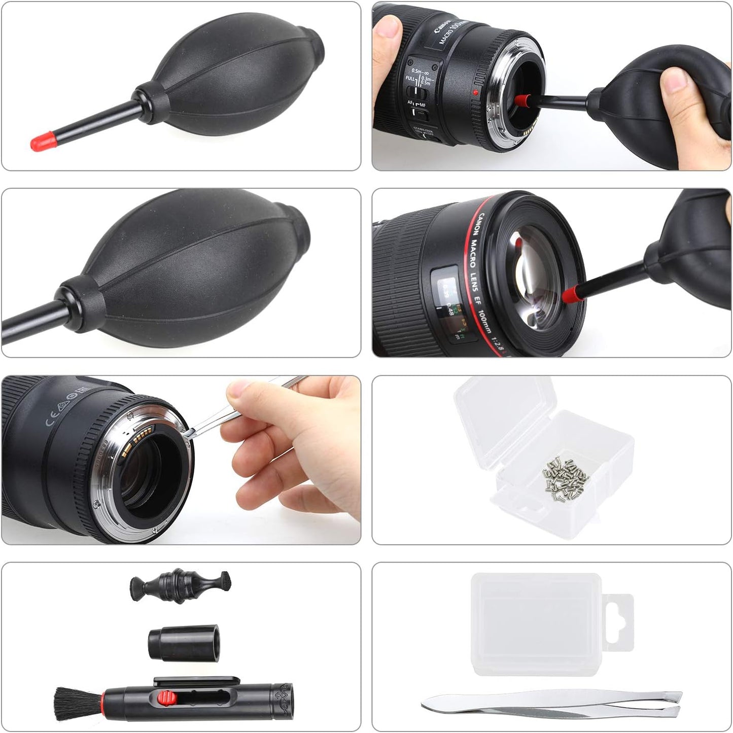 14-in-1 Camera Lens Cleaning Kit - Mirrorless & DSLR Sensor Cleaning Kit for Canon, Sony, Nikon Including Lens Blower, Detergent, Swabs, Cloth, Pen, Brush