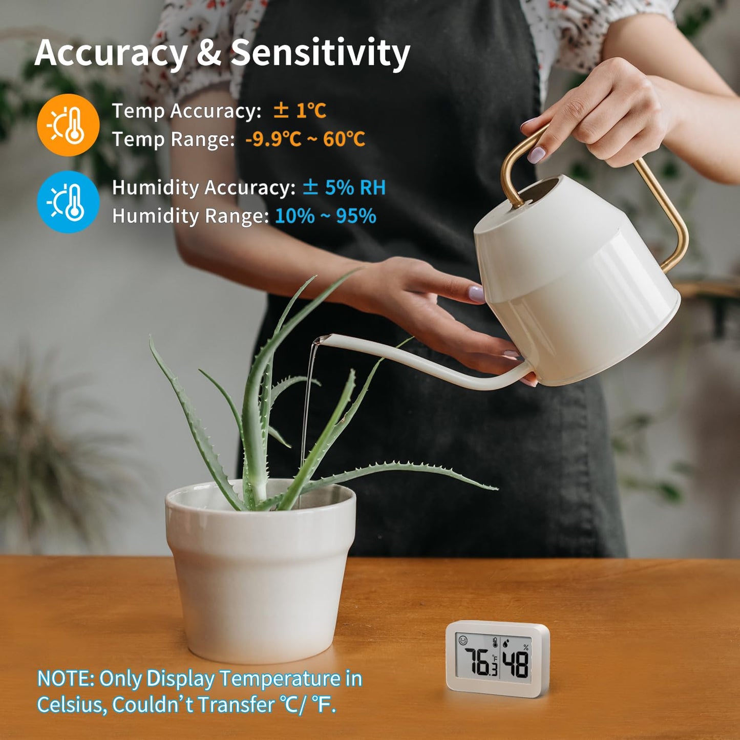 DOOMAY 2-Pack Mini Hygrometer Indoor Thermometer, Humidity Gauge with Switch (℃/℉), Humidity Meter Digital Temperature Monitor for Greenhouse Babyroom Cellar Reptile Incubator Closet