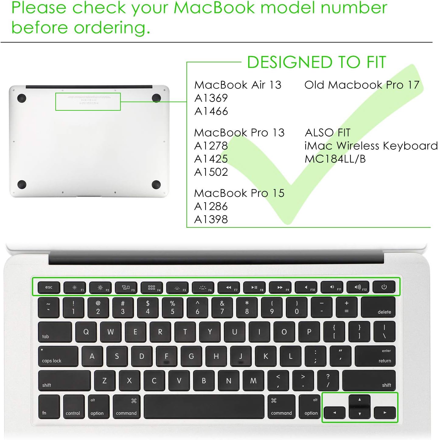 Allinside Gray Ombre Keyboard Cover Skin for MacBook Pro 13" 15" 17" (2015 or Older Version), MacBook Air 13" A1369/A1466, Older iMac Wireless Keyboard MC184LL/B