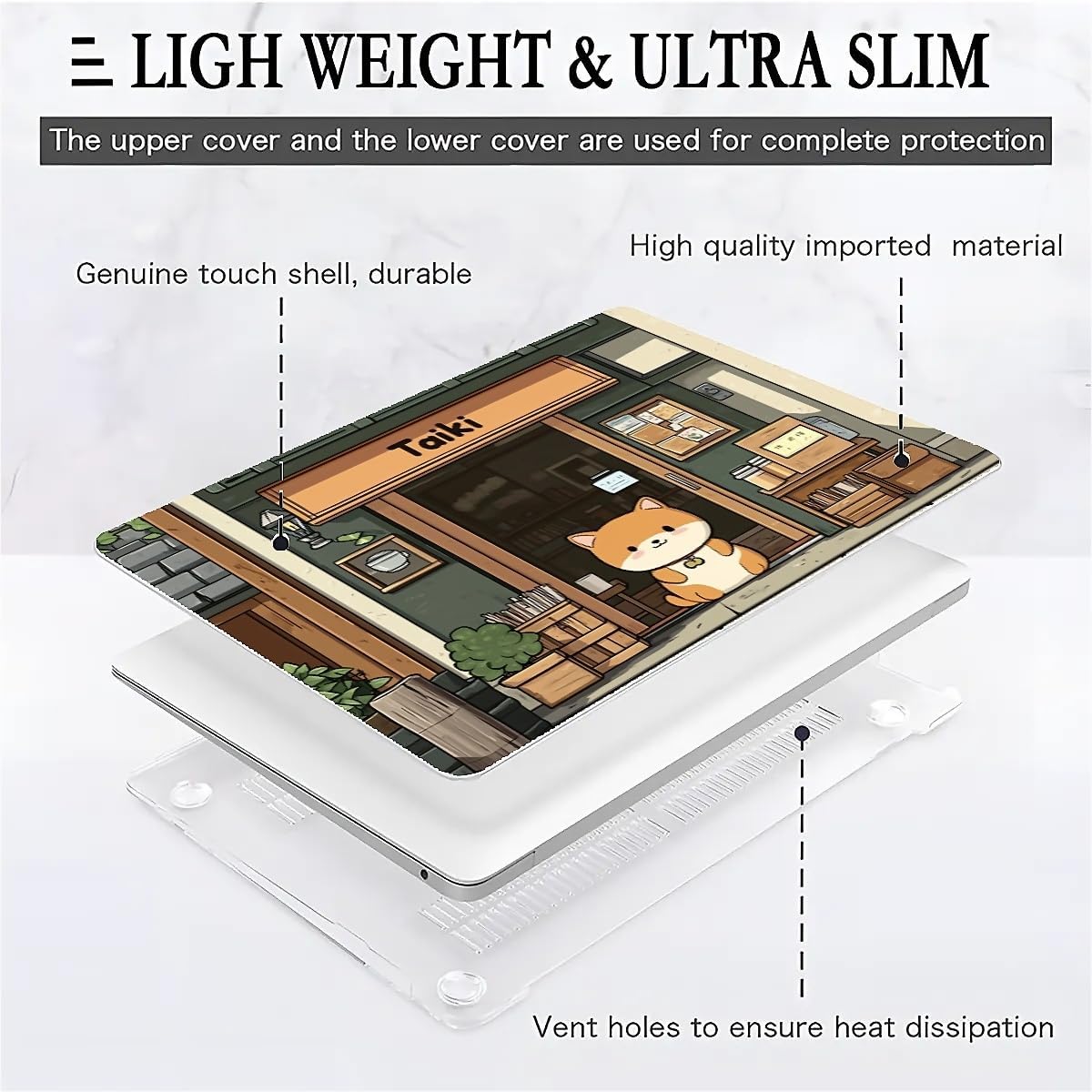 Compatible with MacBook Air 13.3 13.6 Inch Case 2022 2021 2020 2019 Plastic Hard Shell Case Cover,13.3 Air (A1932/A2179/A2337), A Cute Shiba