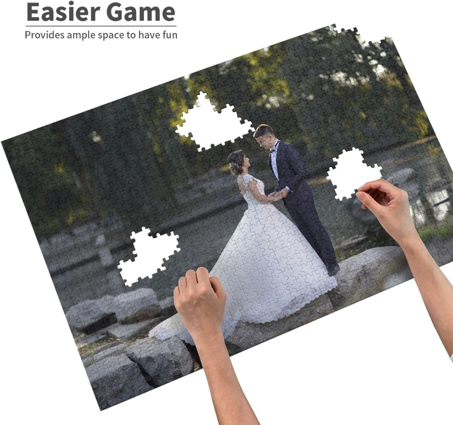 Custom Jigsaw Puzzle from Photos 300/500/1000 Pieces Personalized Wooden Picture Puzzles Gift for Adult Family Friends,Birthday,Valentine's Day (Horizontal 1000PCS)