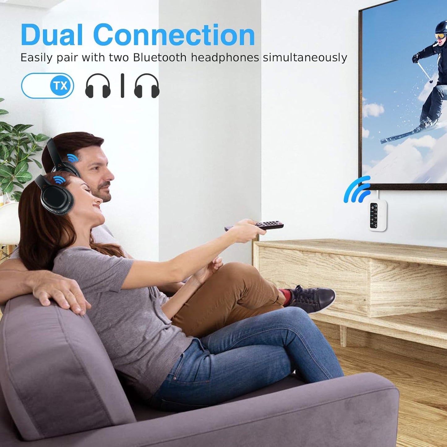 1Mii SafeFly Dot Bluetooth 5.3 Transmitter Receiver for up 2 Headphones,AptX Low Latency/HD,Plane Travel Essentials,Wireless Audio Bluetooth Airplane Adapter for Flight,TV,Car,PC(White)